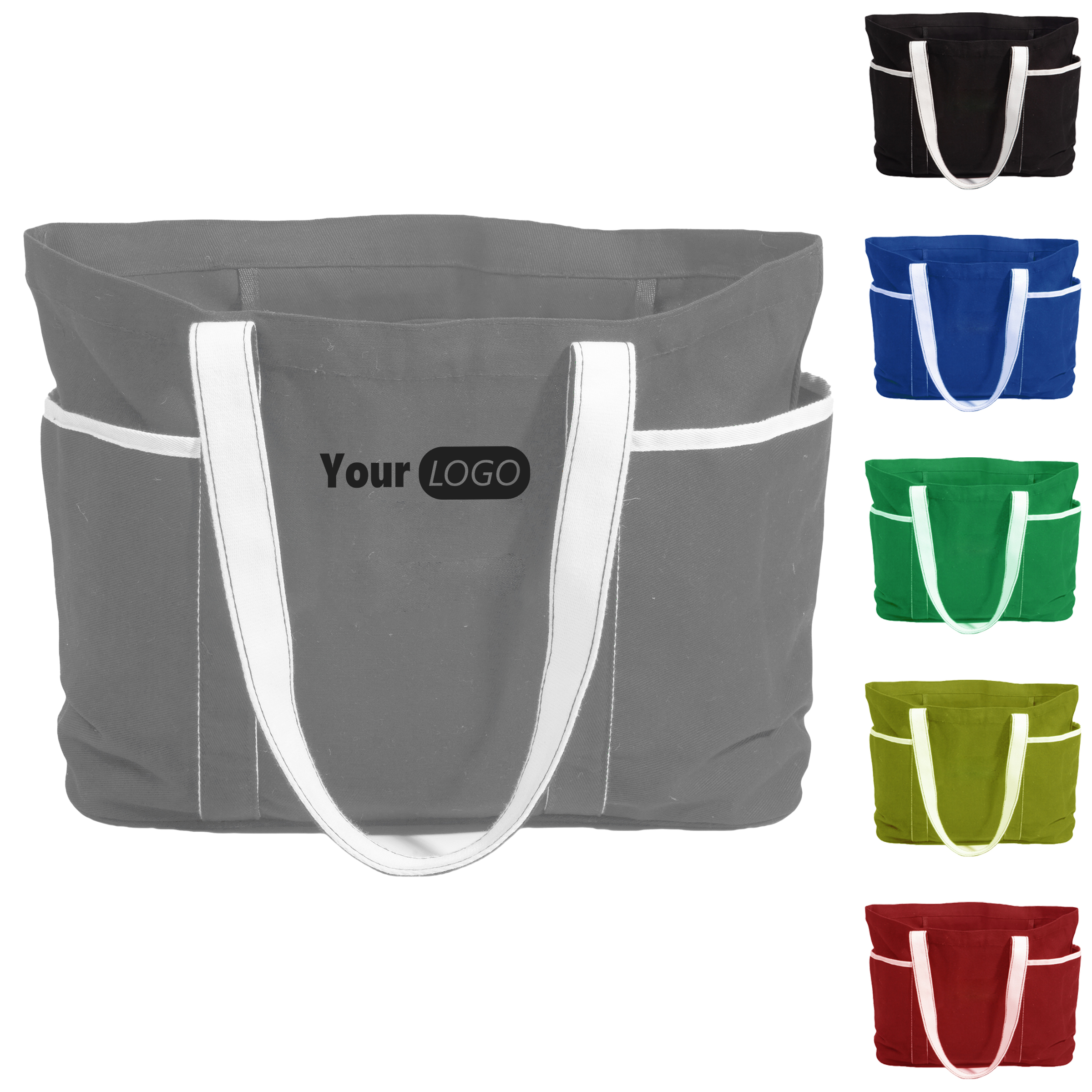Canvas Durable Two-Tone Canvas Tote Bag For Work And Play, custom tote bag with logo imprint 3