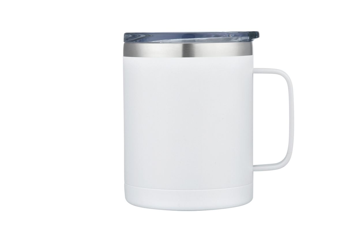 Endura 14 oz White SS Vacuum Camping Mug W/ Handle 4