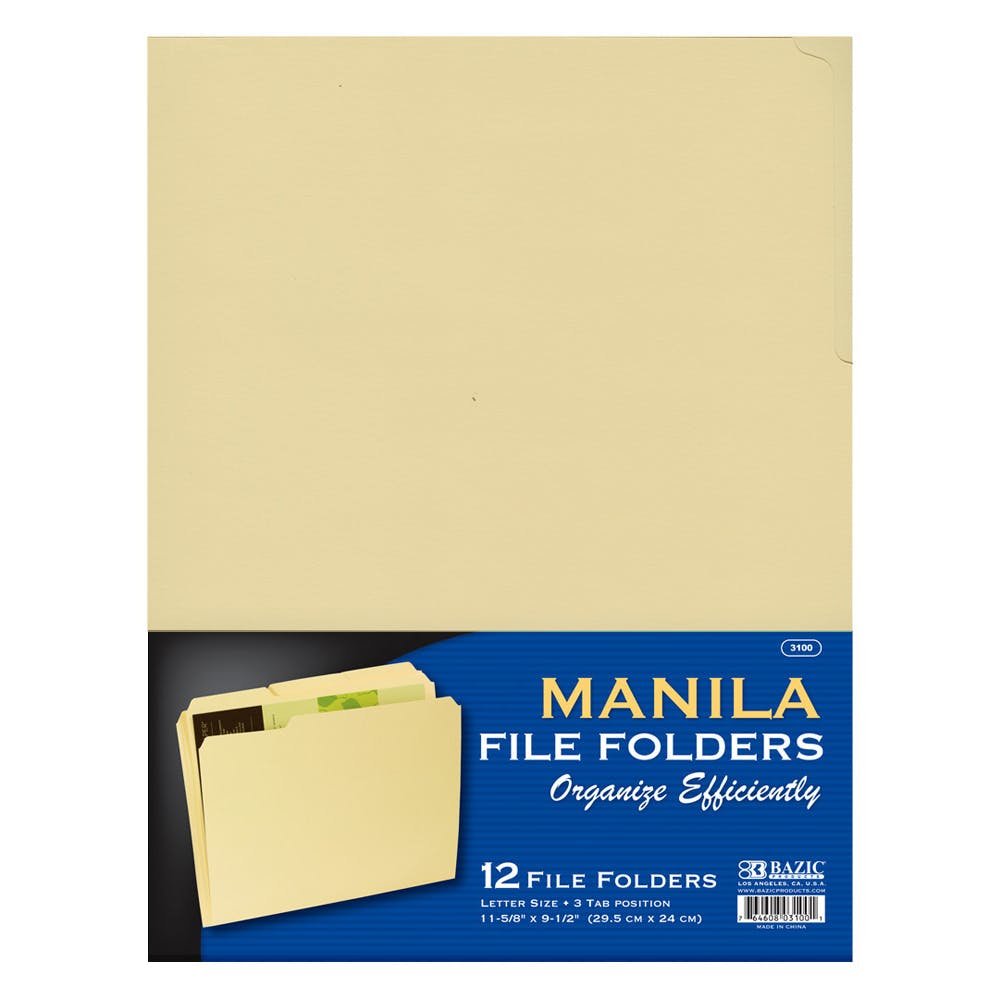 Manila File Folders - 12 Pack Letter Size 3