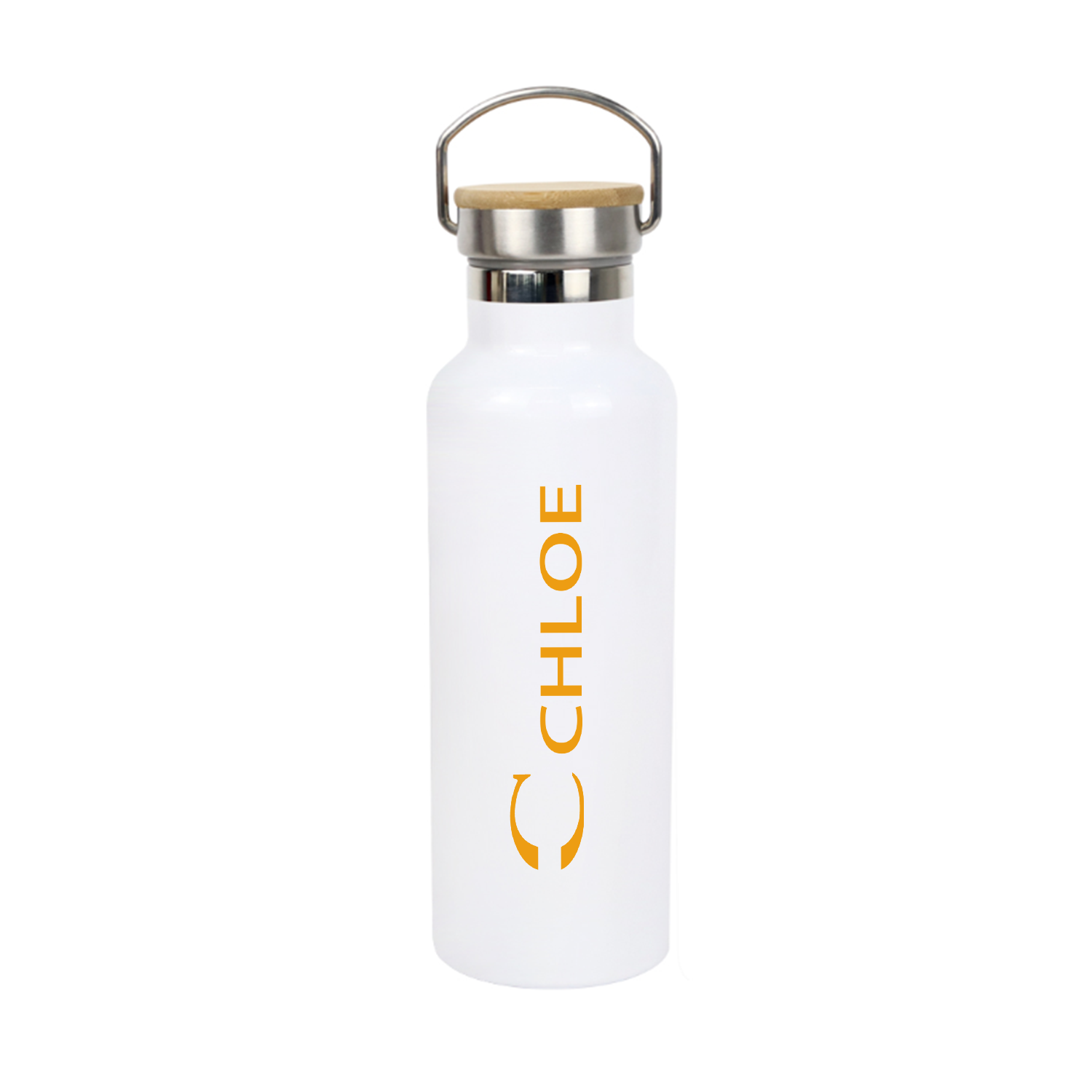 25 Oz Stainless Steel Water Bottle W/ Bamboo Lid