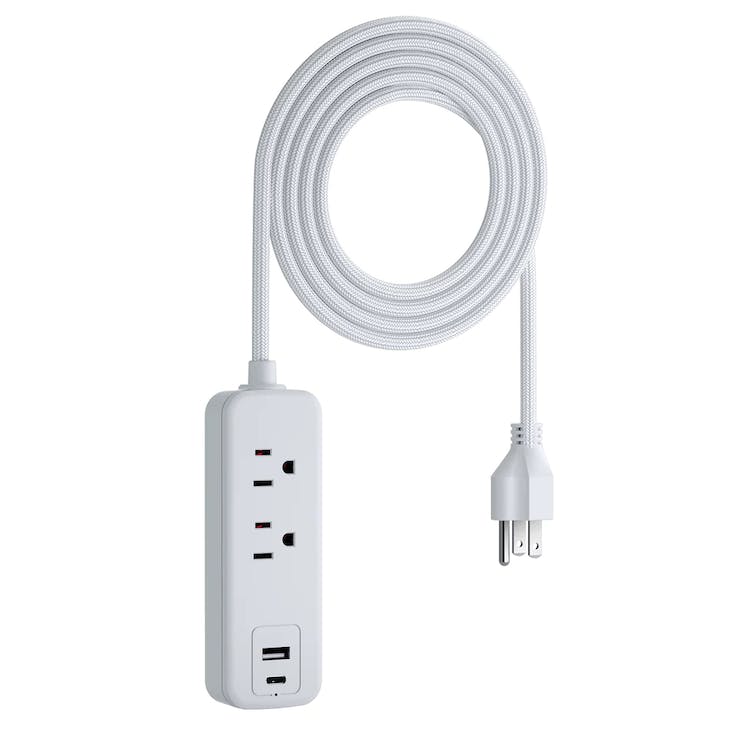 2 Outlet Surge Protectors1 USB-C &1 USB-A - 5' Cable White 3