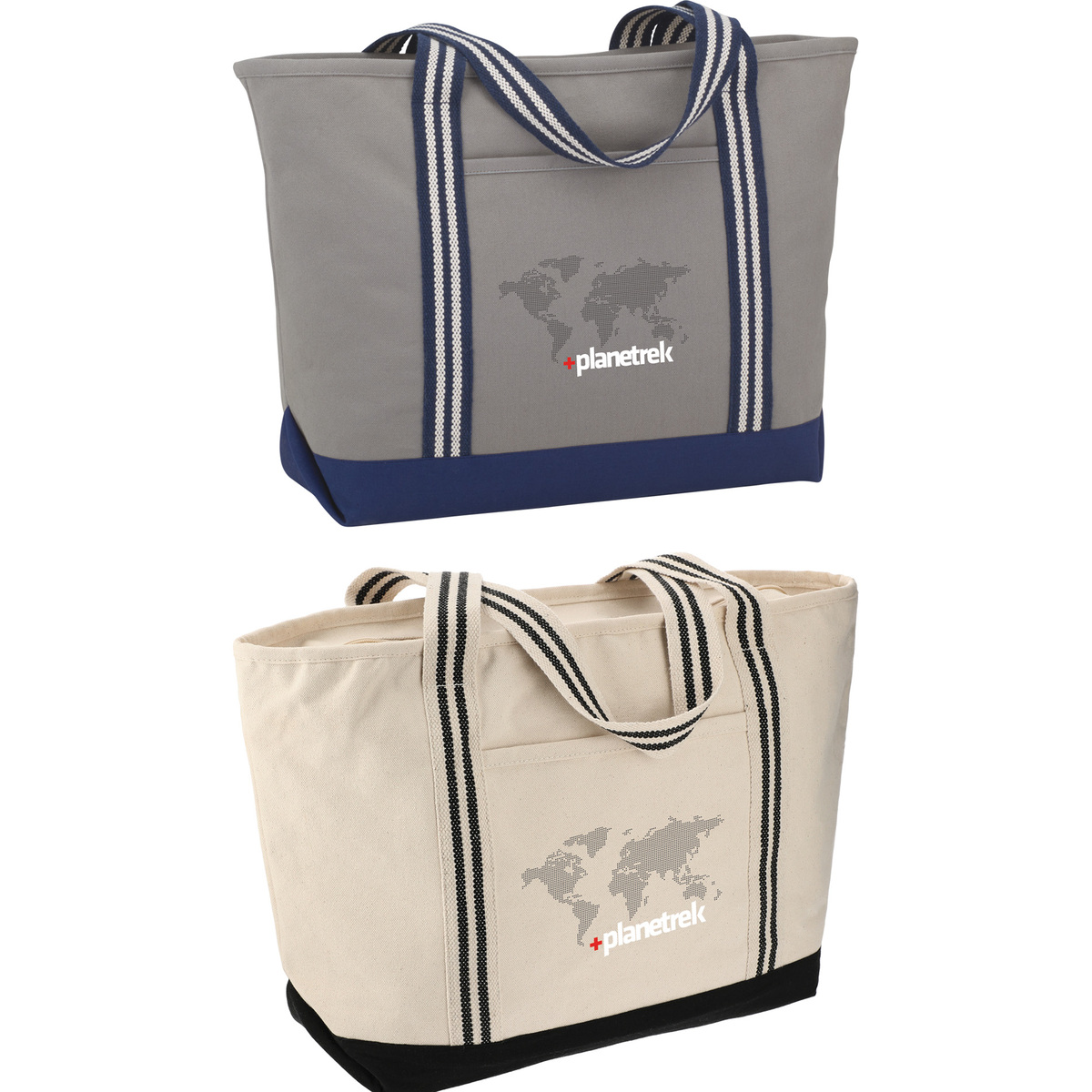 Atlantic Stripe 20oz Cotton Zippered Tote