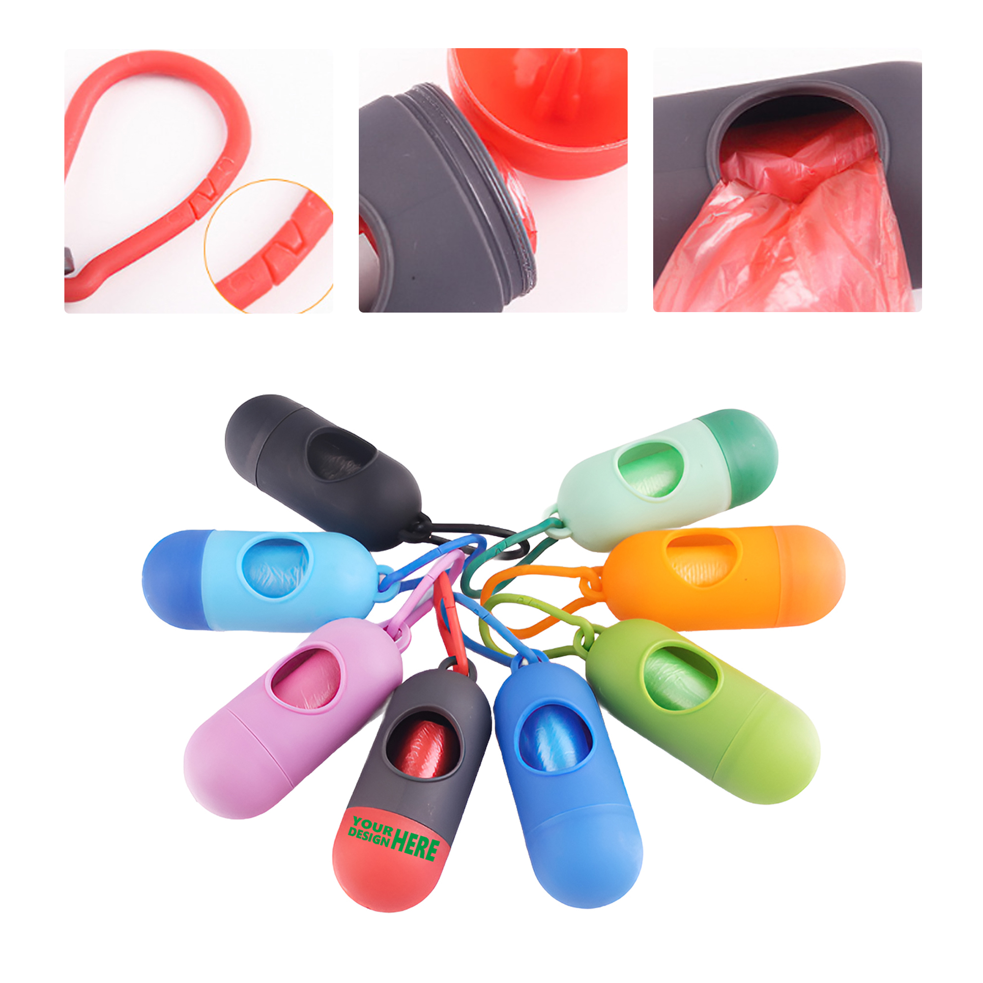 MOQ50 Custom Pet Waste Bag Dispenser with Clip 2