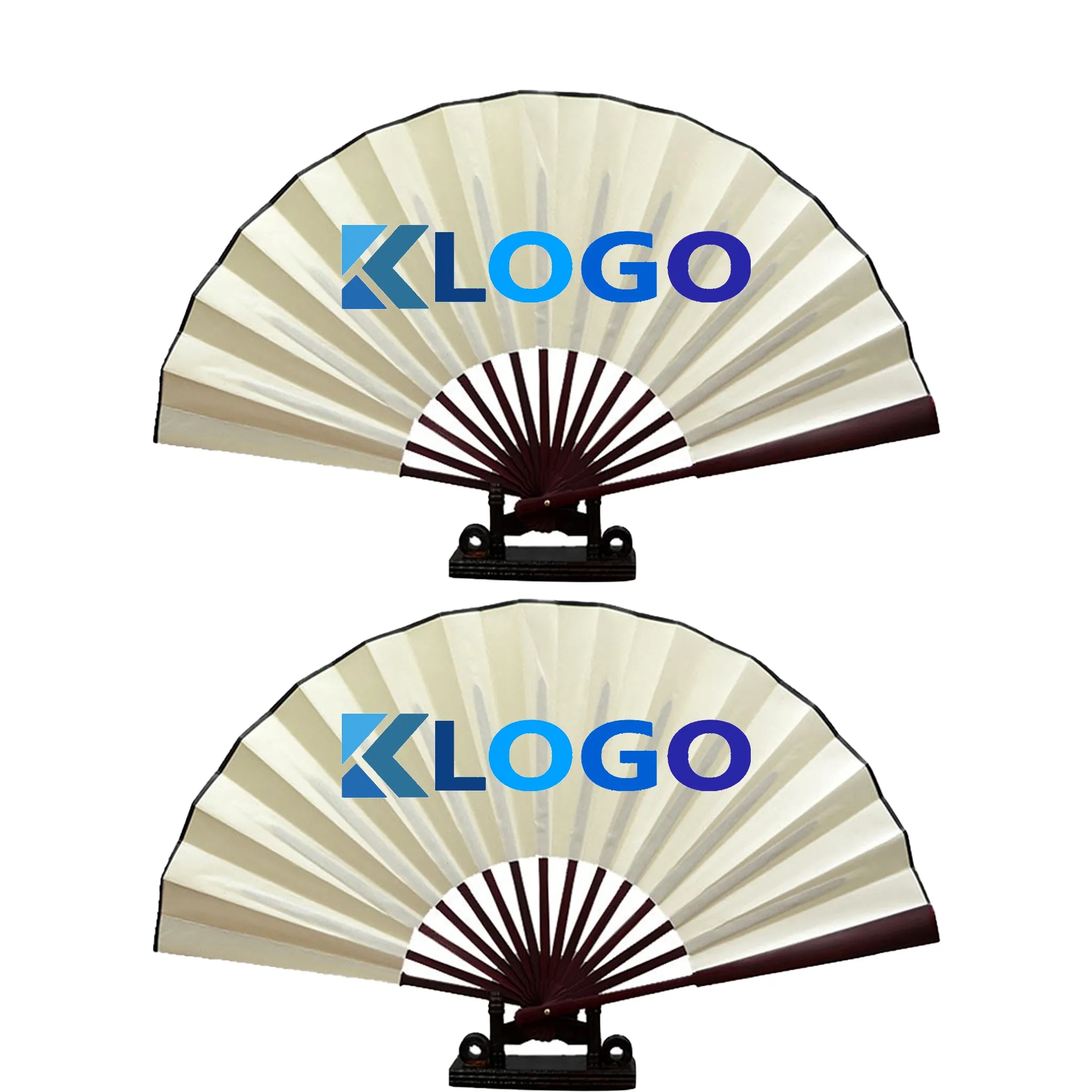 Large Cloth Folding Hand Fan 2-Sided Full Color 6