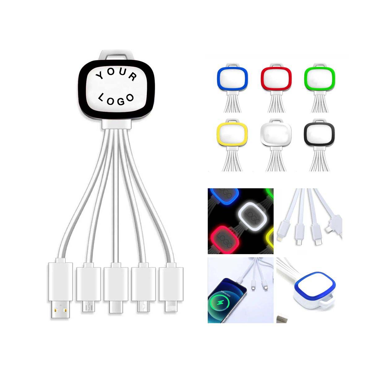 All In One 5 In 1 Charging Cable with Full Color Printing