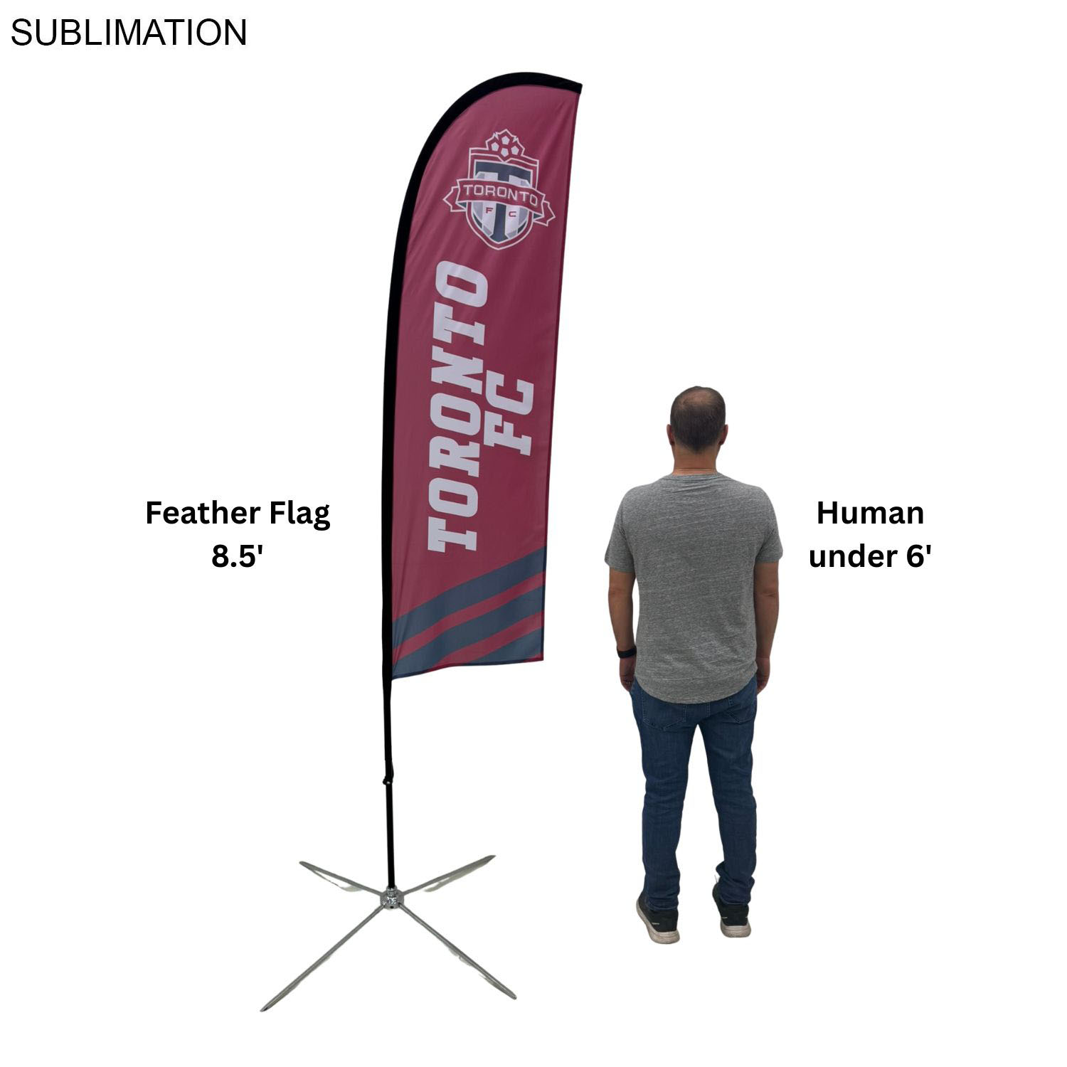 8.5' X-Small Feather Flag Kit, Full Color Graphics One Side, Outdoor Spike base, Indoor Cross Base 7