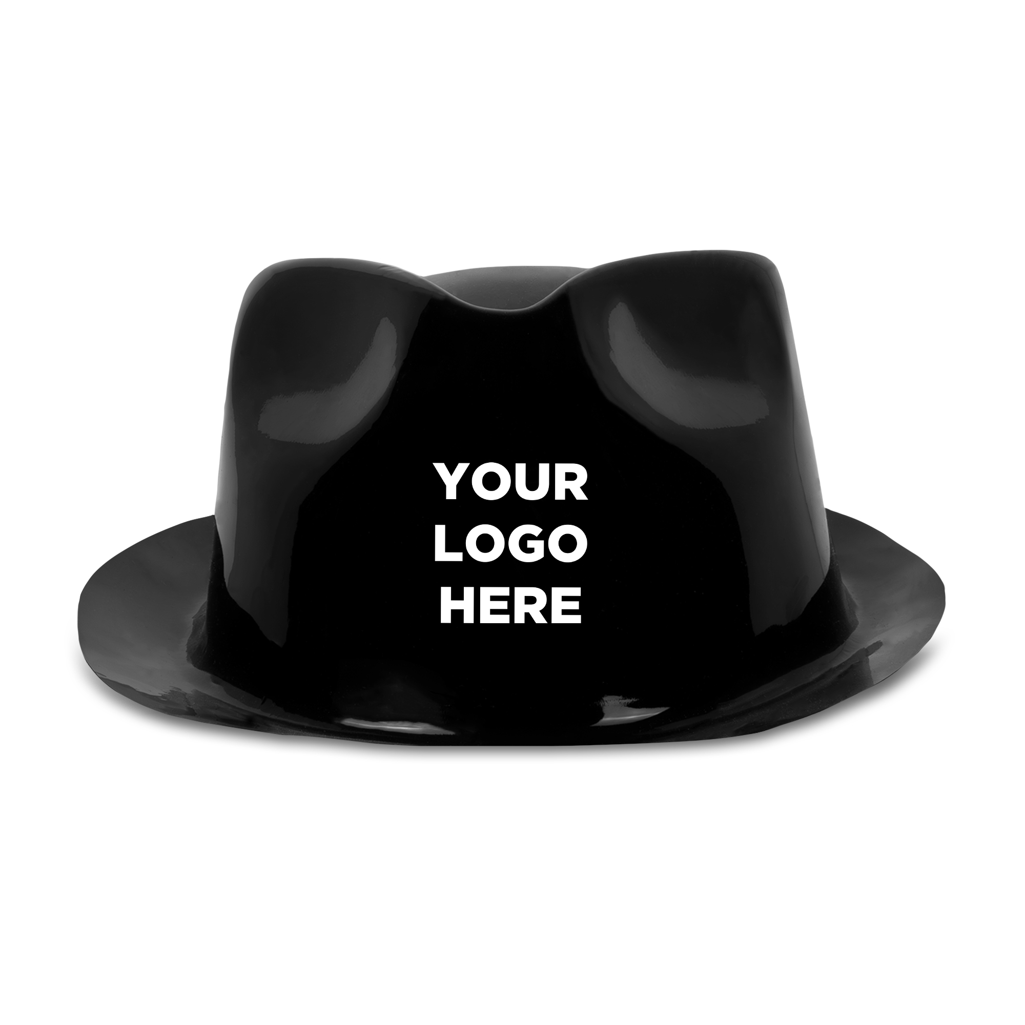 Black Plastic Gangster Fedora Hat 12
