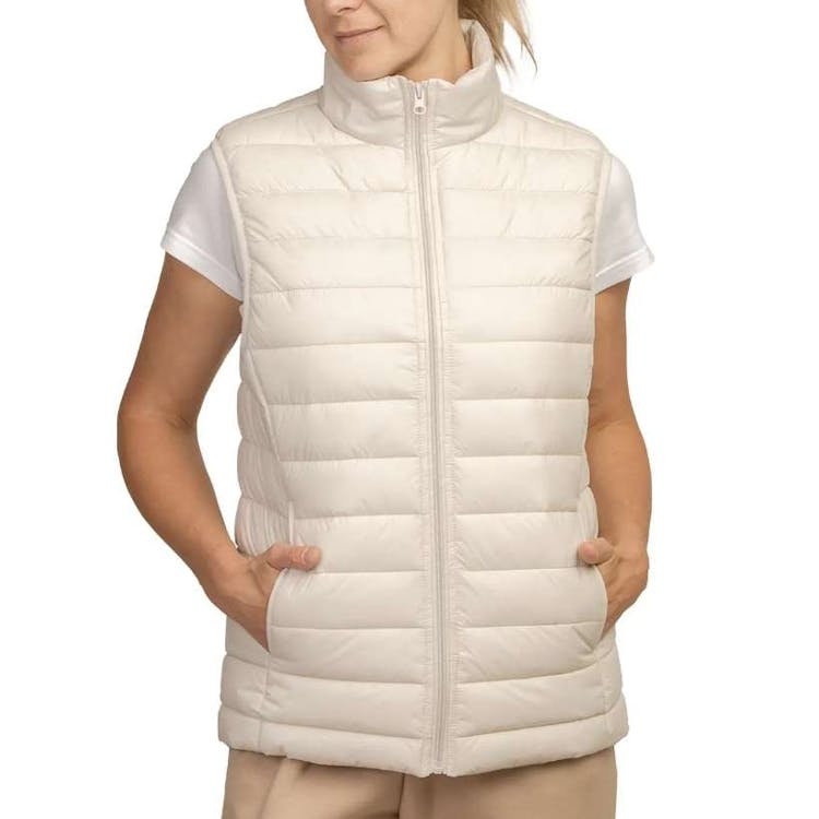 Sofra Women's Puff Vests Oat Medium 3