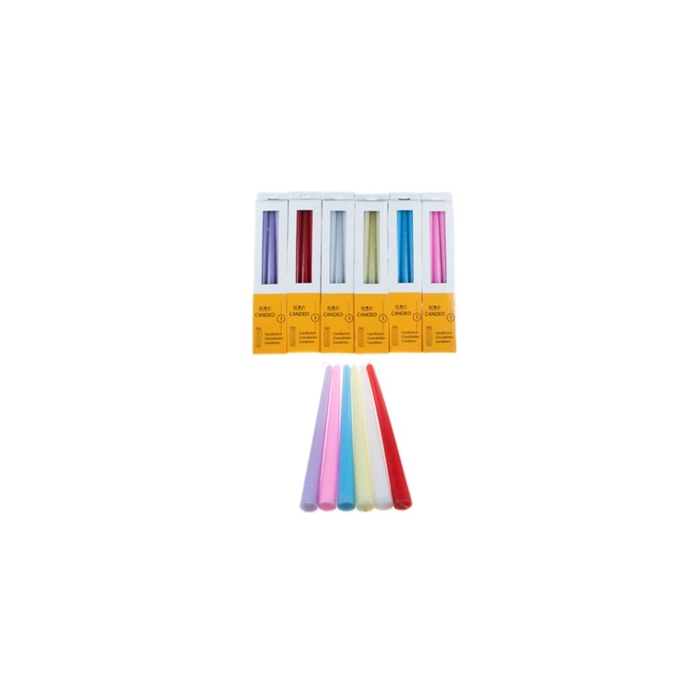 10" Taper Candles - 6 Colors Unscented 3 Pack 3