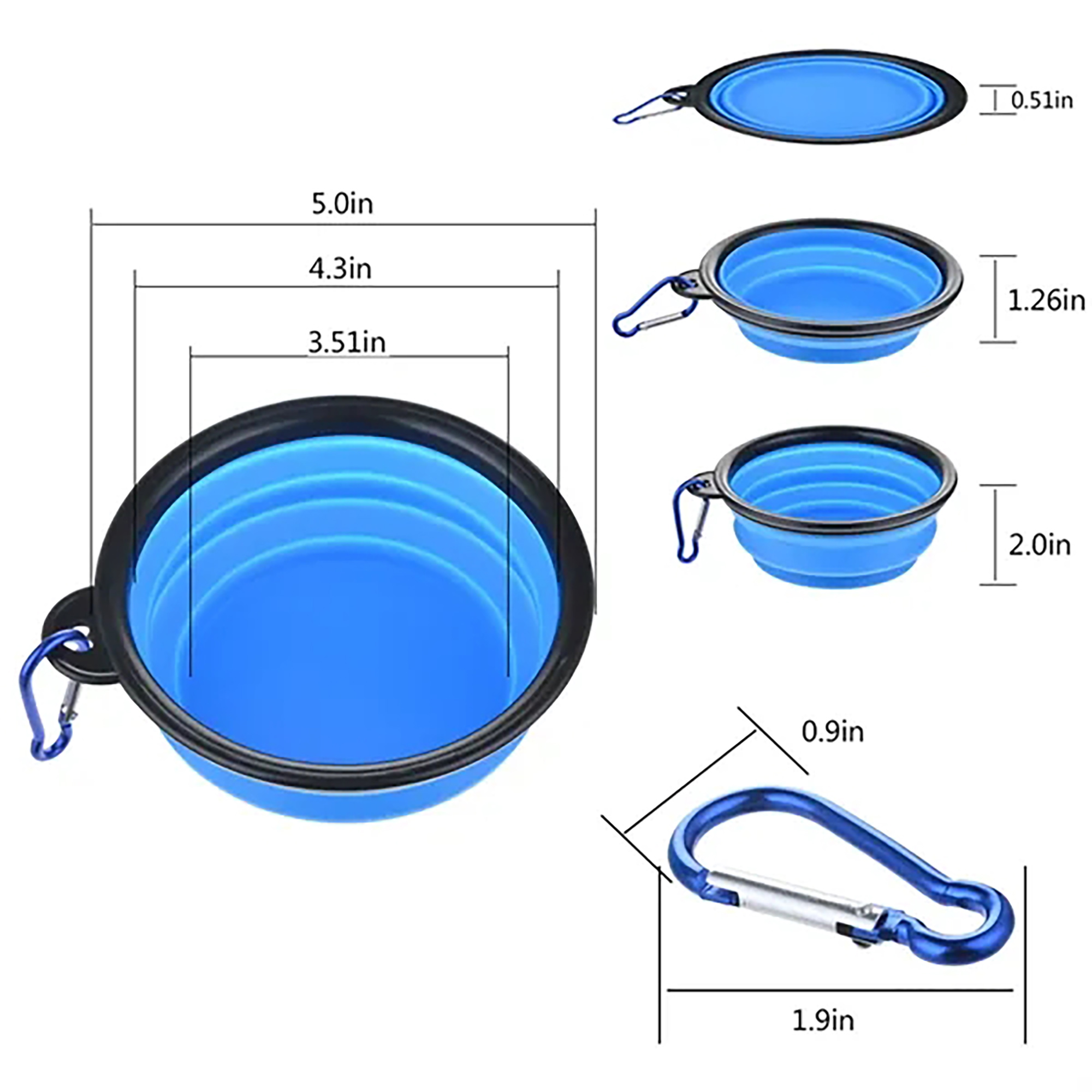 Foldable 12 OZ Dog Bowl for Pets with Carabiner 3