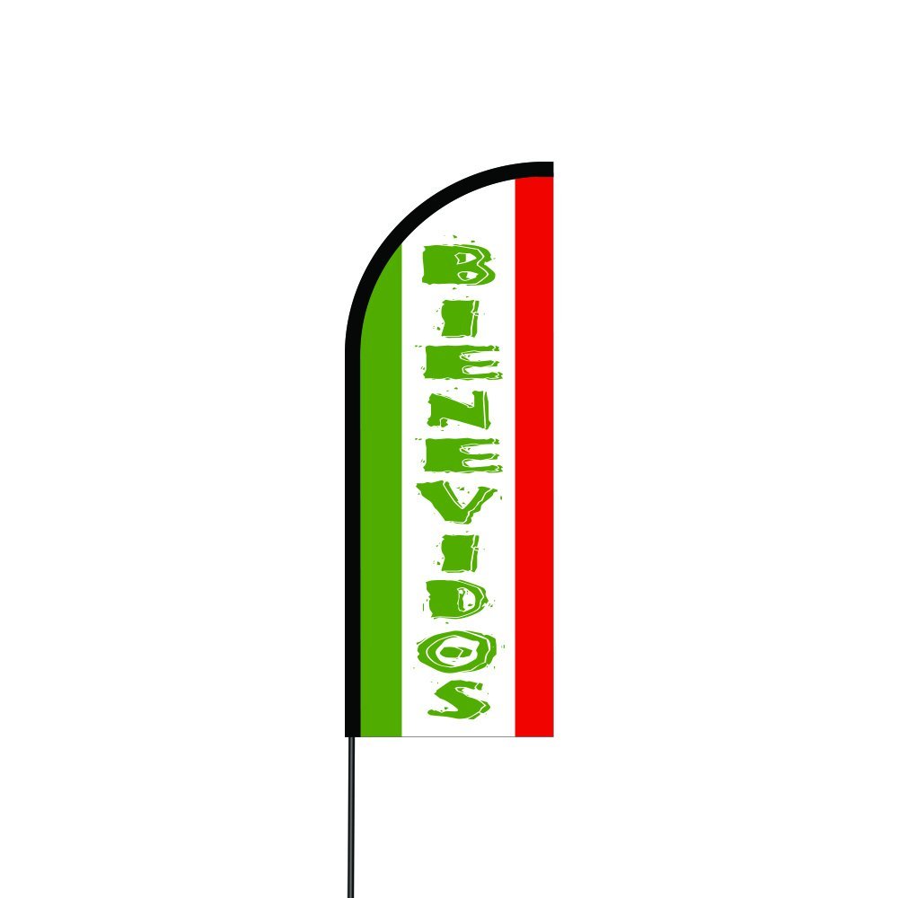 Bienvenidos Flag Kit Hardware 14 Feet Feather Flag Sign Outdoor