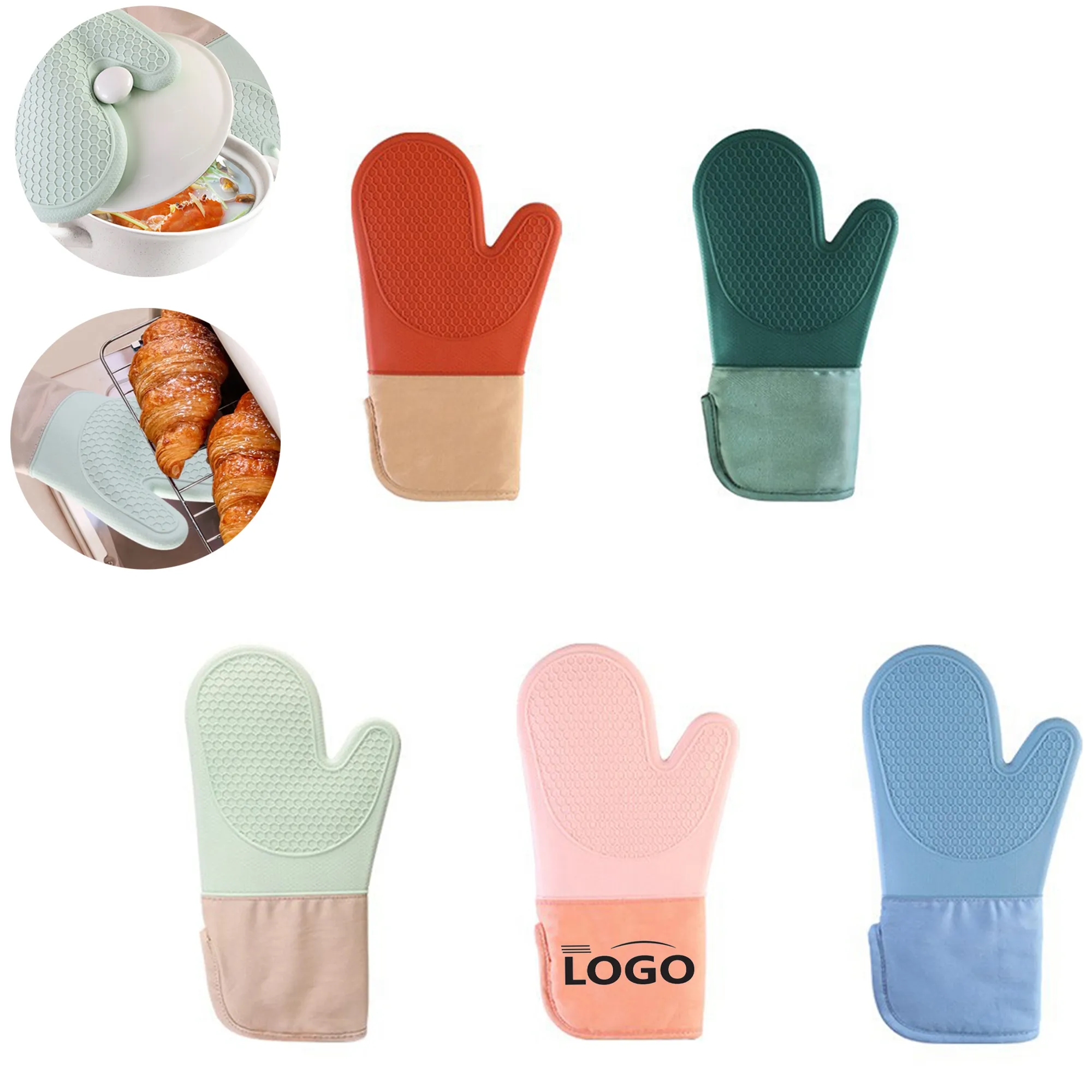Thickened Lengthened Silicone Oven Mitt 5