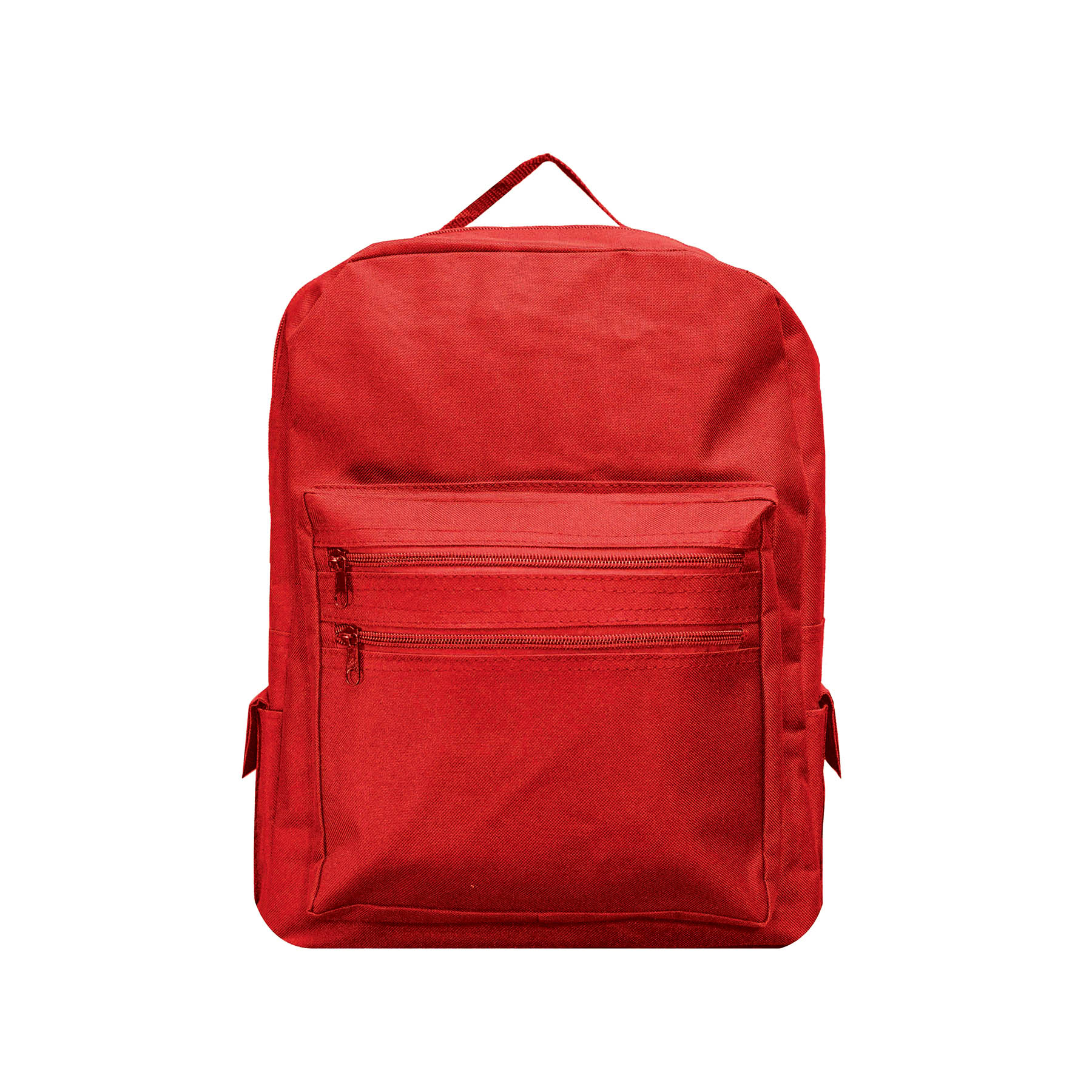 Backpack with large front compartment & 2 side pockets. 22