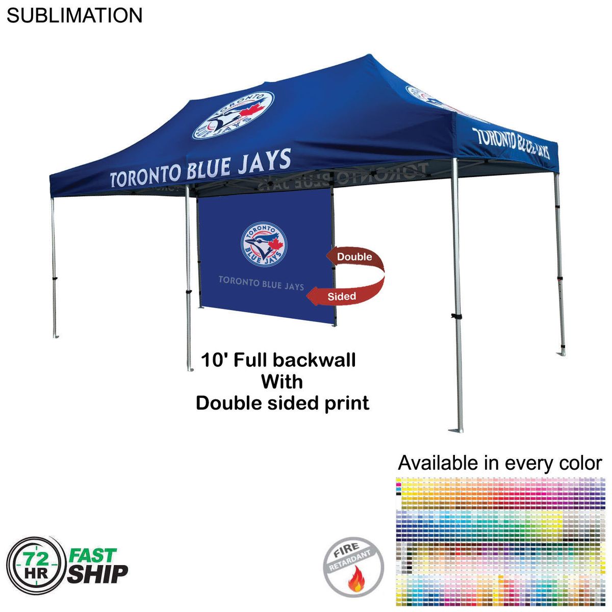 fiel 72 Hr Fast Ship - 10' Back Wall for 10x20 Tent Kit Sublimated Double Sided Print #SU770-8
