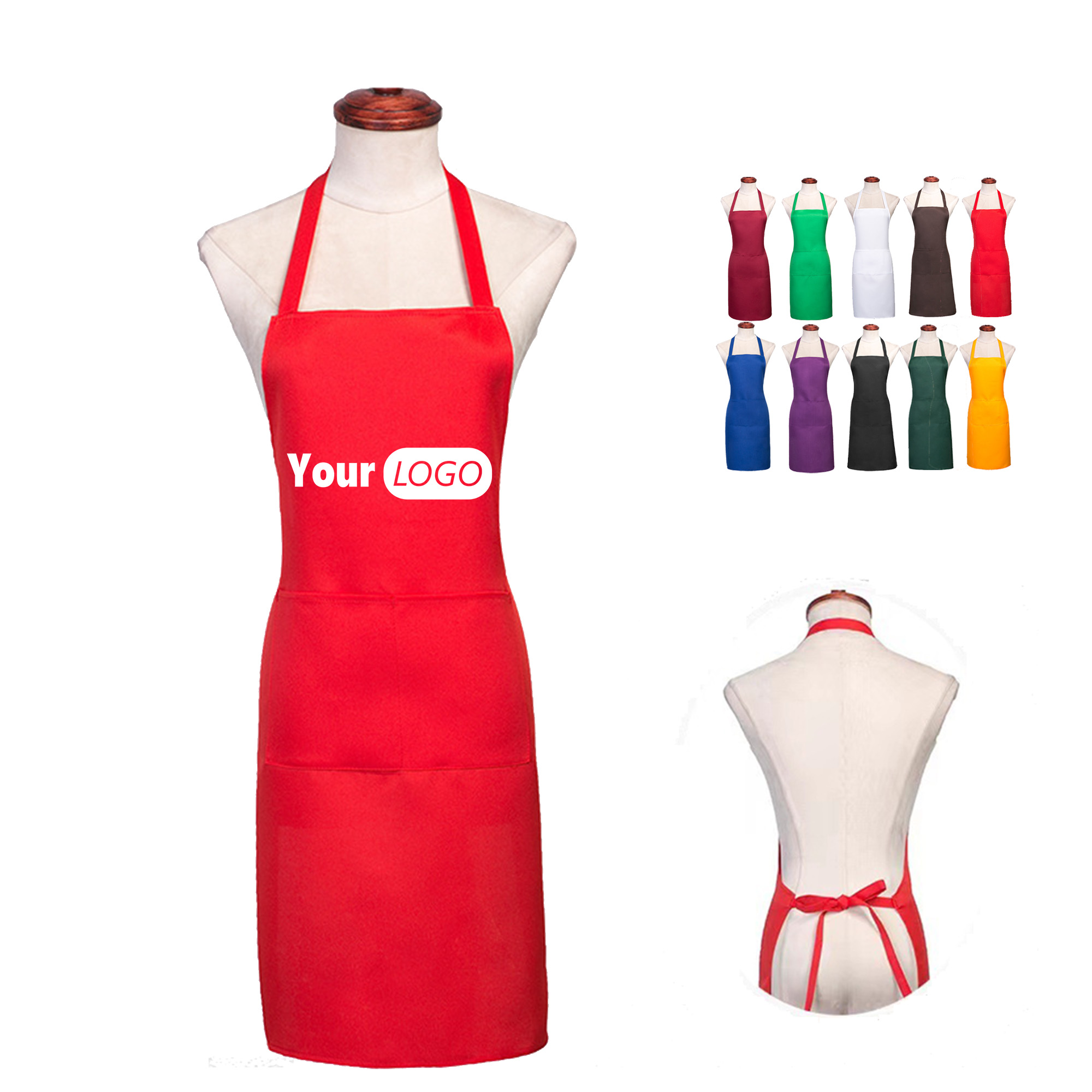 Large-sized Kitchen Neck-Style Apron With Pockets