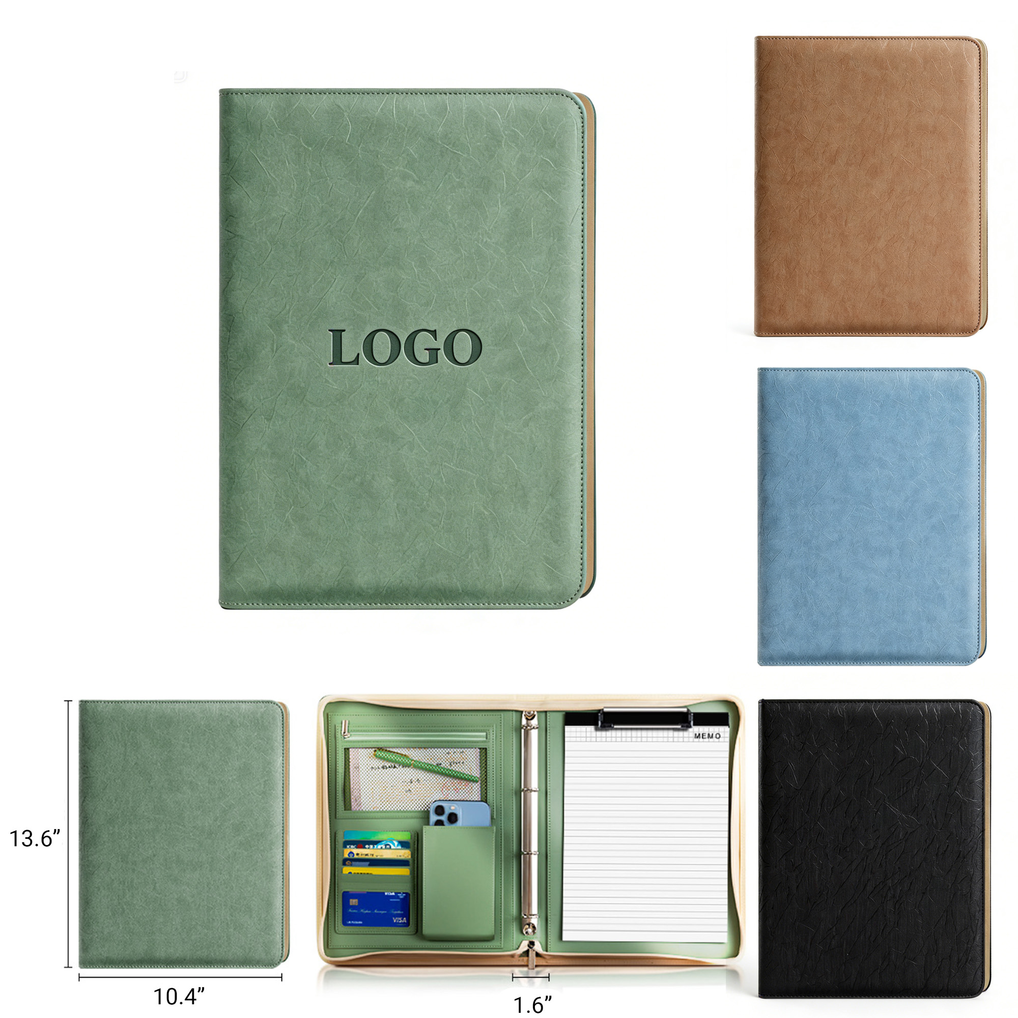 Leather Manager Padfolio With Zipper Closure