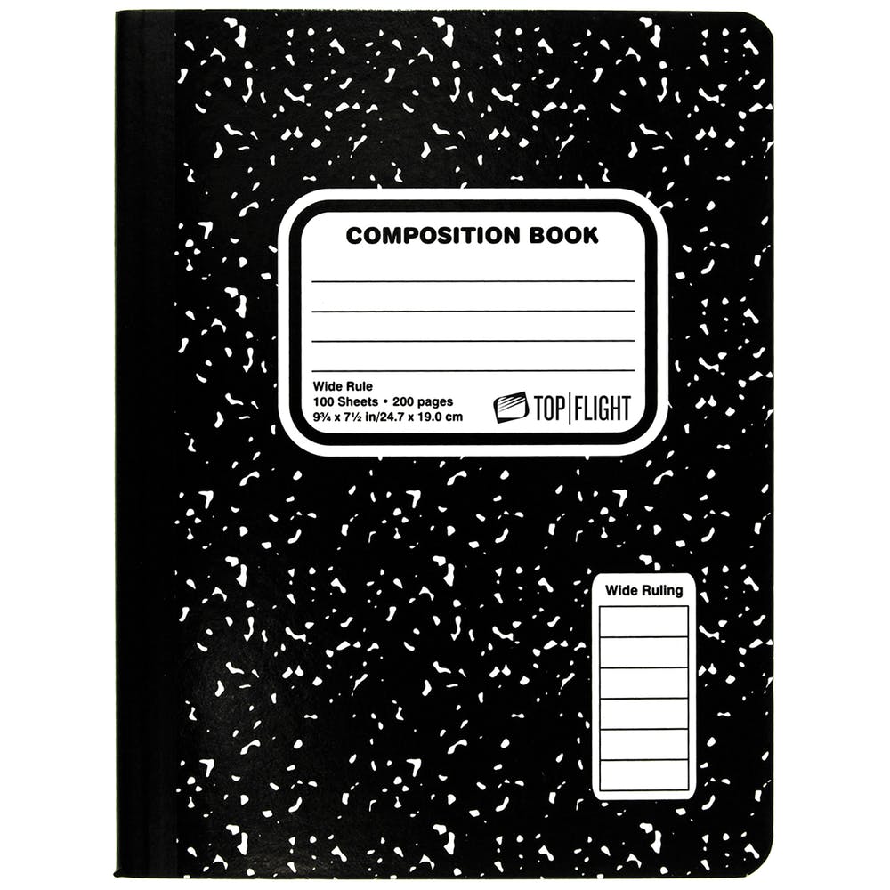 Marbled Composition Book - Wide Ruled 100 Sheets Black 3