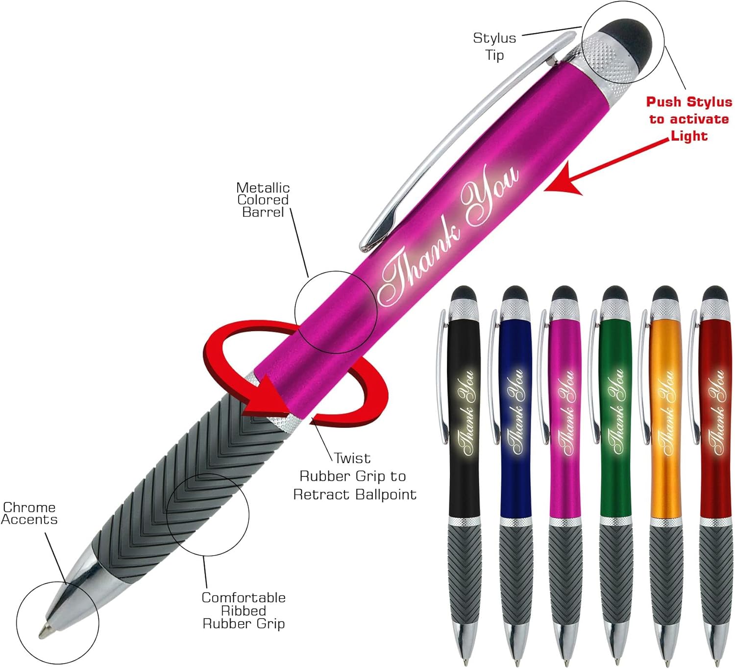 Customizable Light Up Ballpoint Pen