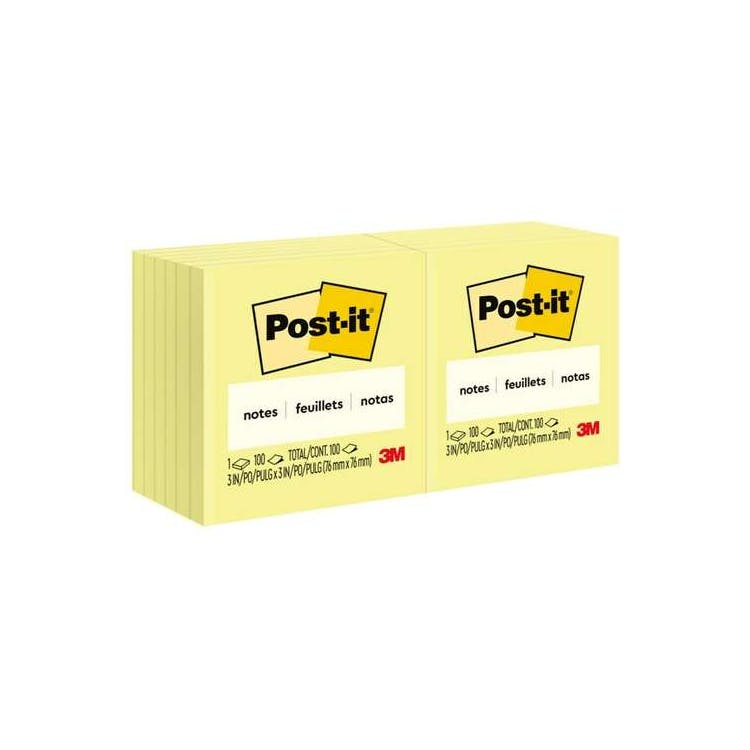 Sticky Notes - Canary Yellow 100 Sheets 12 Pack 3