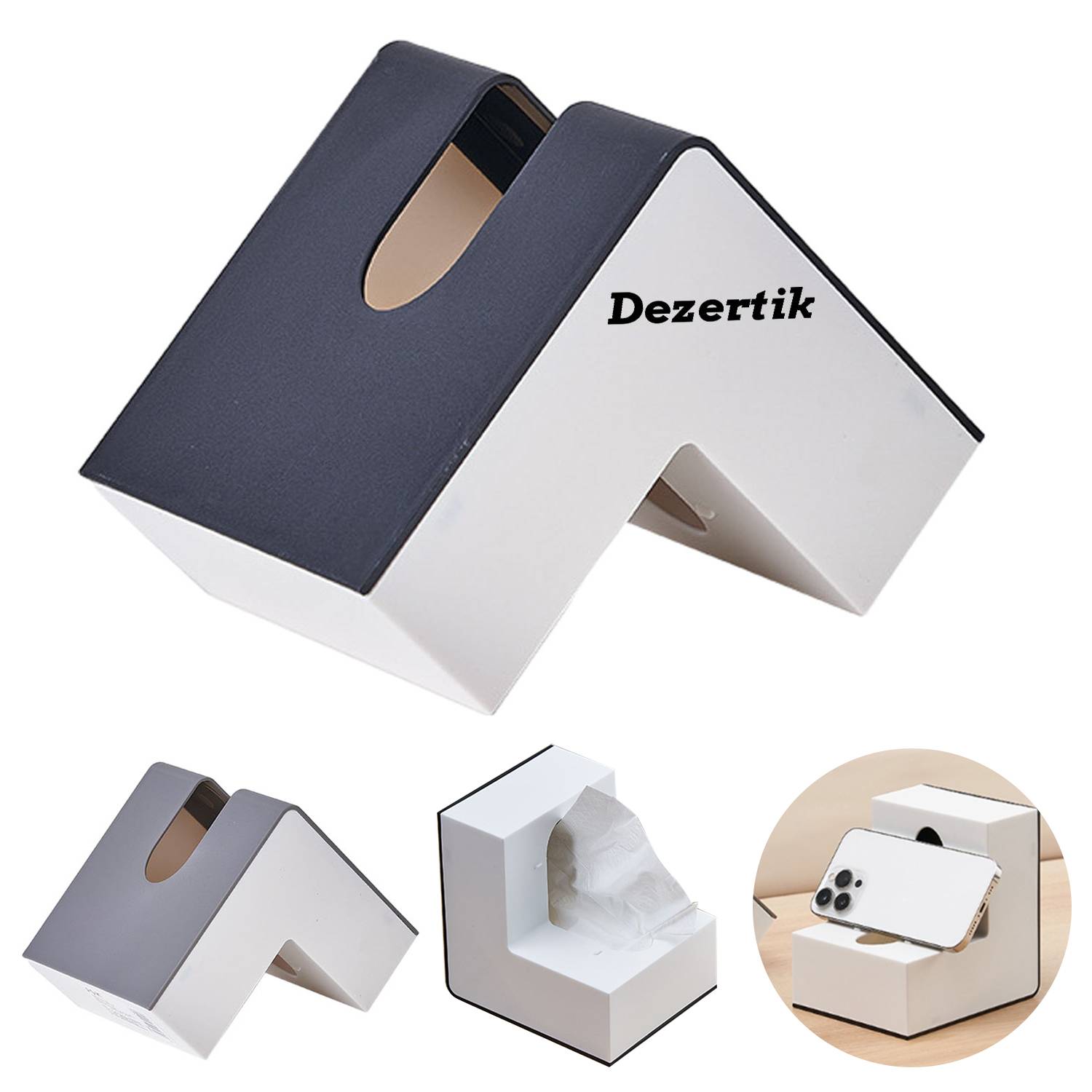 Simple creative style L-shaped tissue box for living room