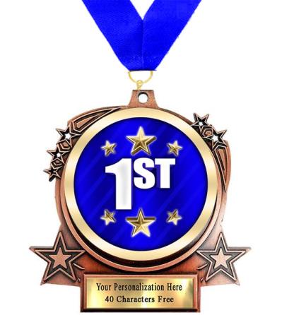 Medallion: 3" Rotating Stars Insert Medal with Met