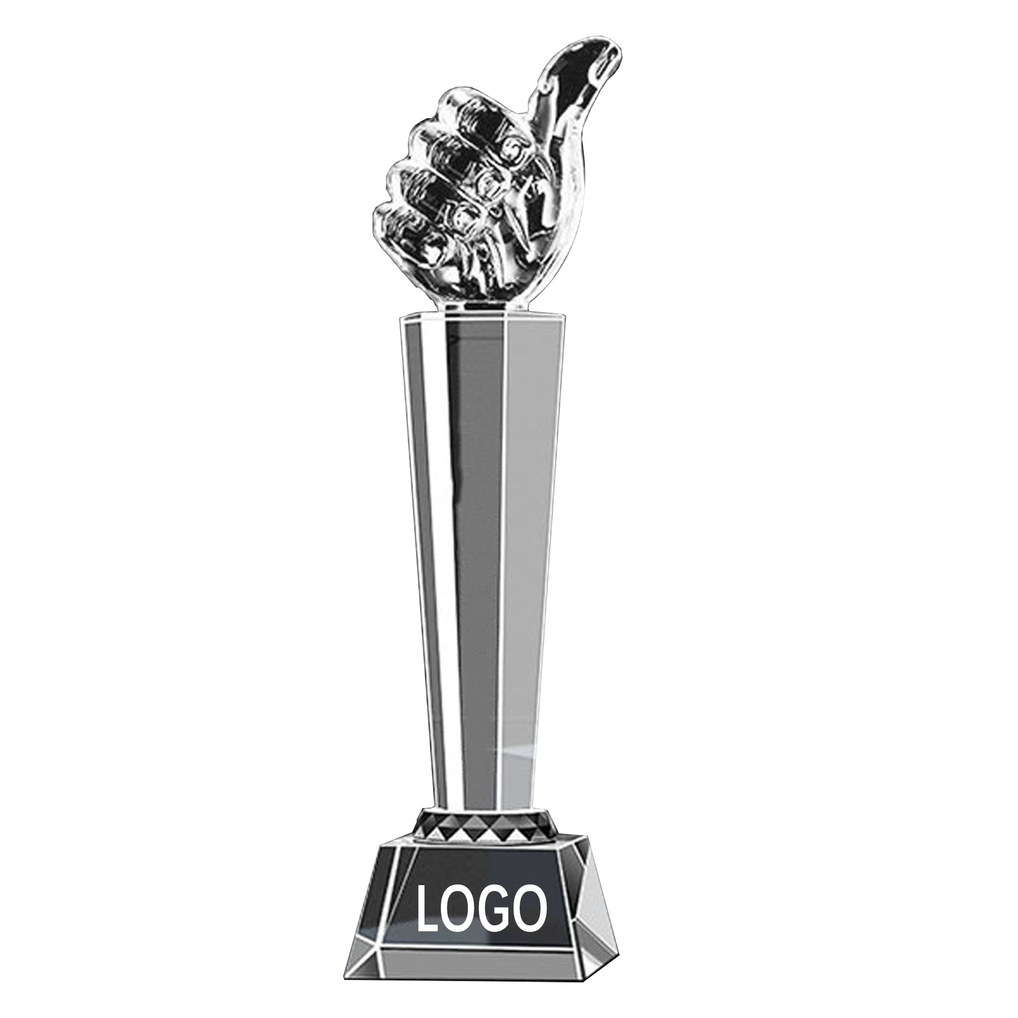 MOQ5 Engraved Thumb Up Crystal Trophy