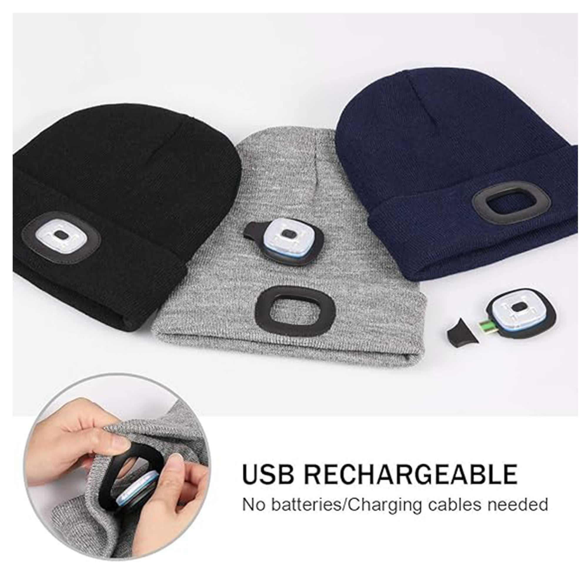 Yarn Rechargeable Led Beanie Hat With Multiple Color Options 7
