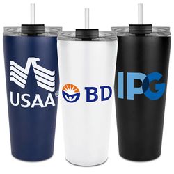 Trumbull Dual Wall No-Spill Vacuum Mug with Straw 27oz.