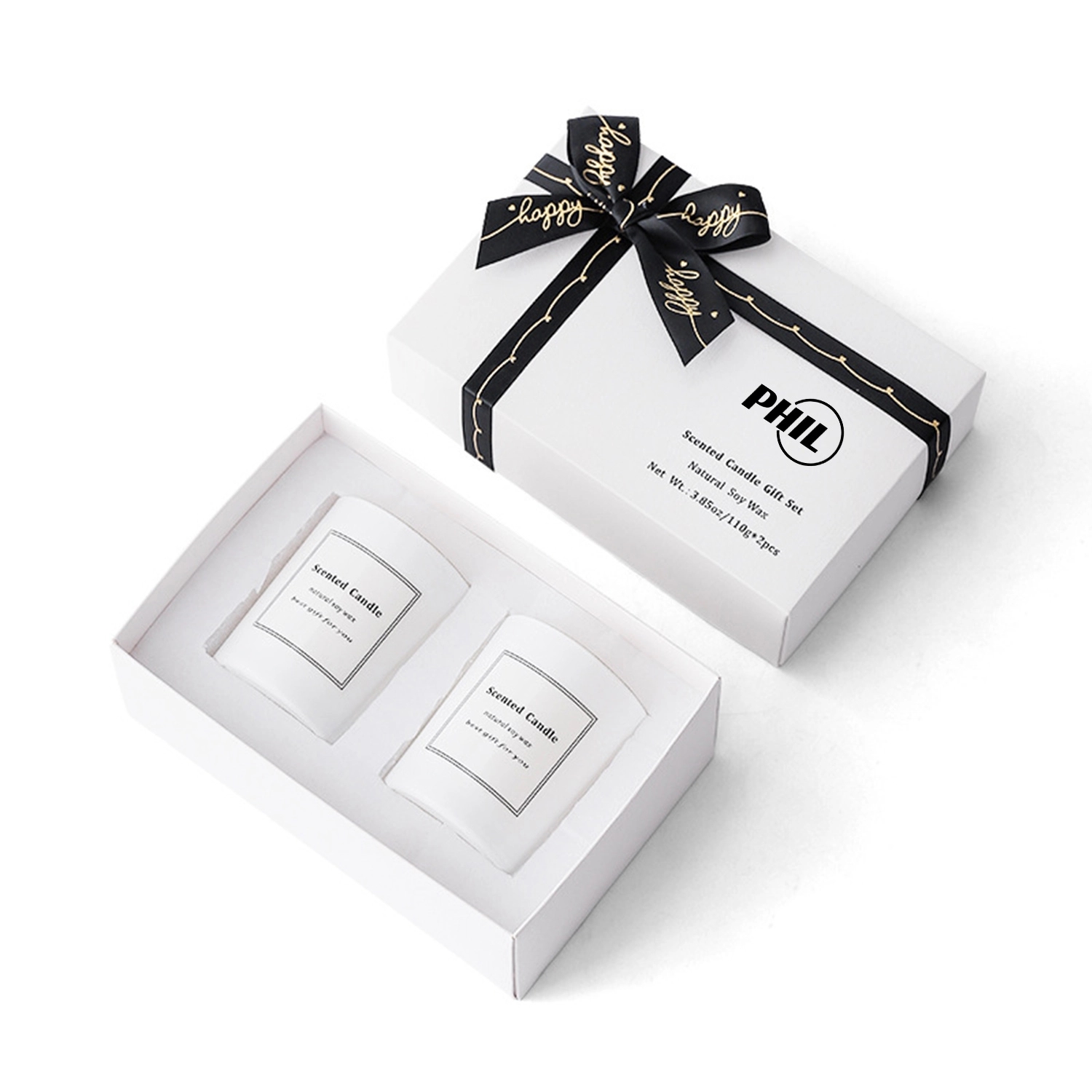 2Pcs All Natural Soy Scented Candles Gift Box
