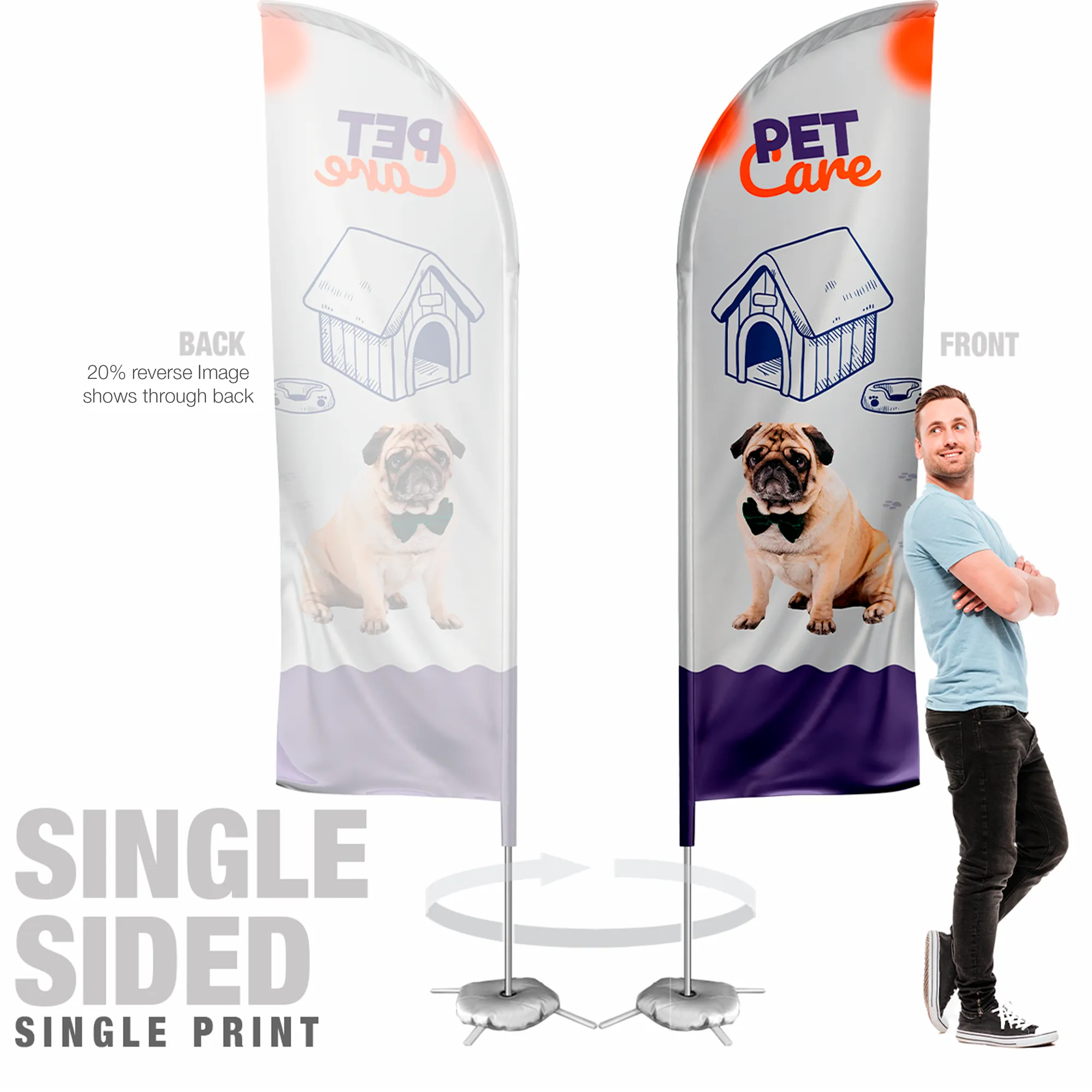 Feather Flag Single Sided Graphic With Hardware 10ft