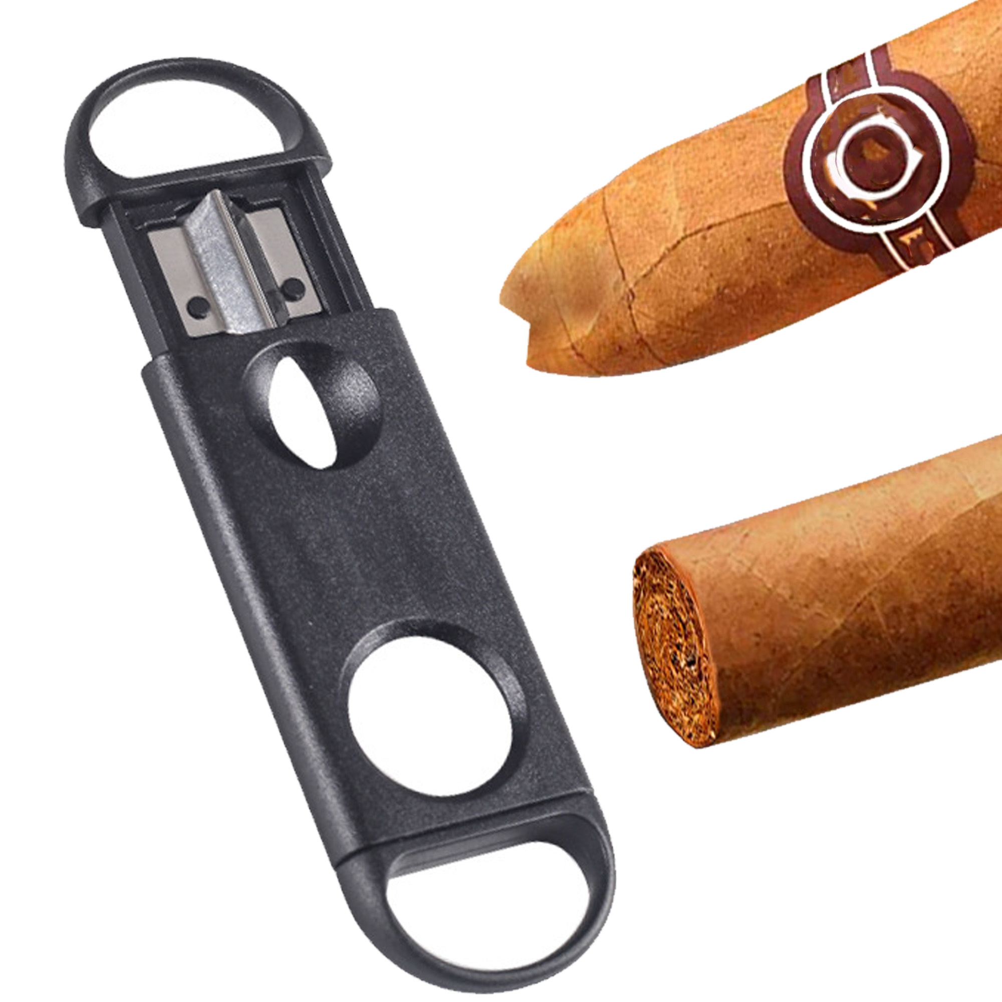 2 In 1 Cigar Cutter Dual Blade V-Cut And Regular Circle 7