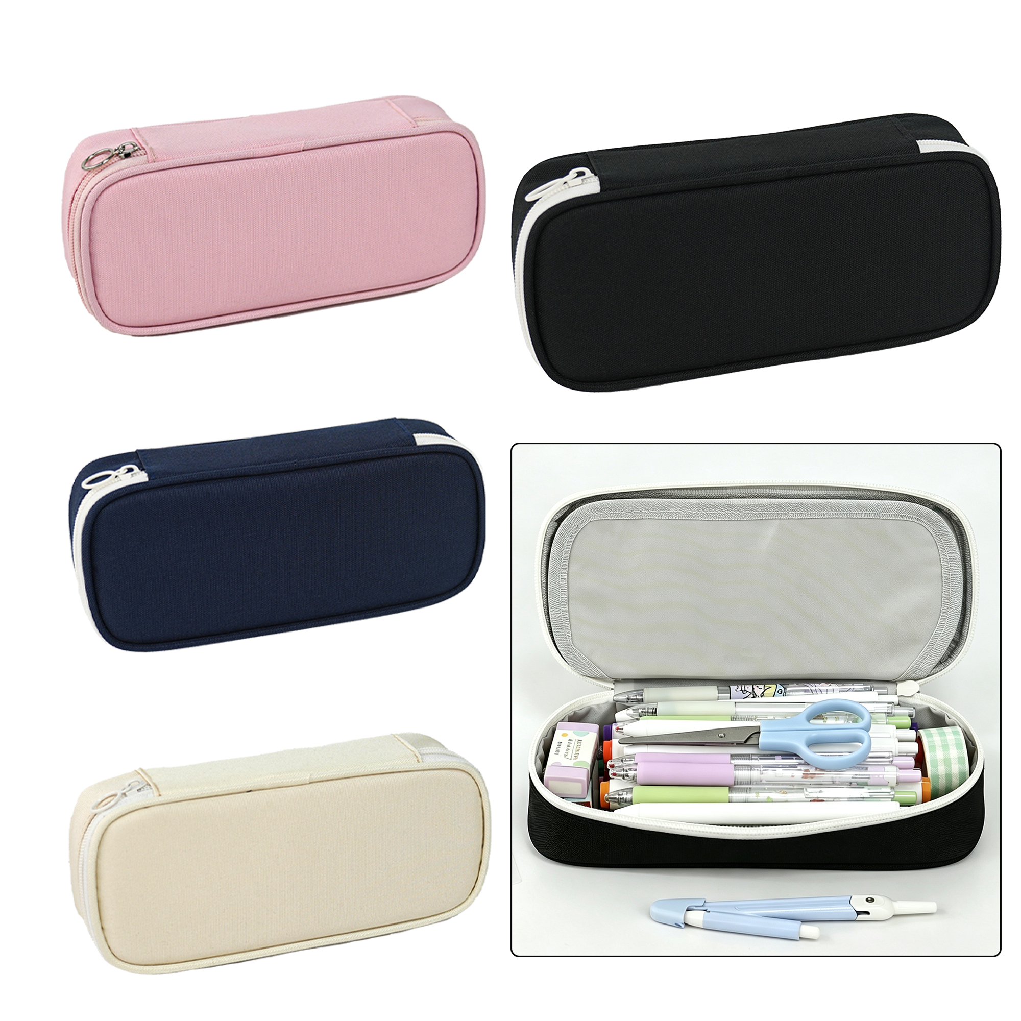 Three-layer Solid Color Study Pencil Case 2