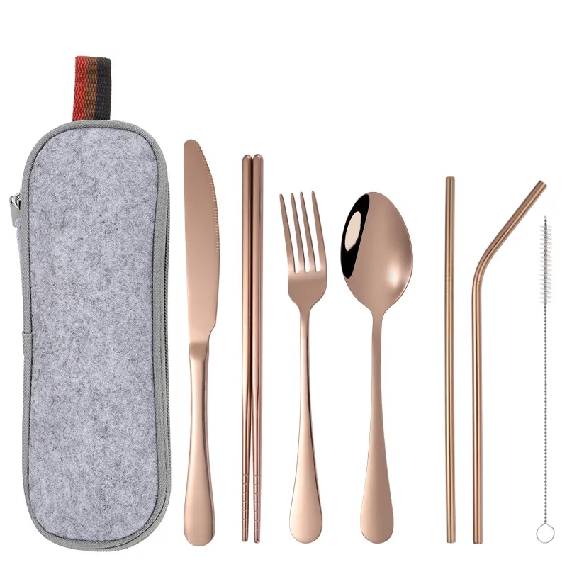 Reusable Stainless steel cutlery set with case 25