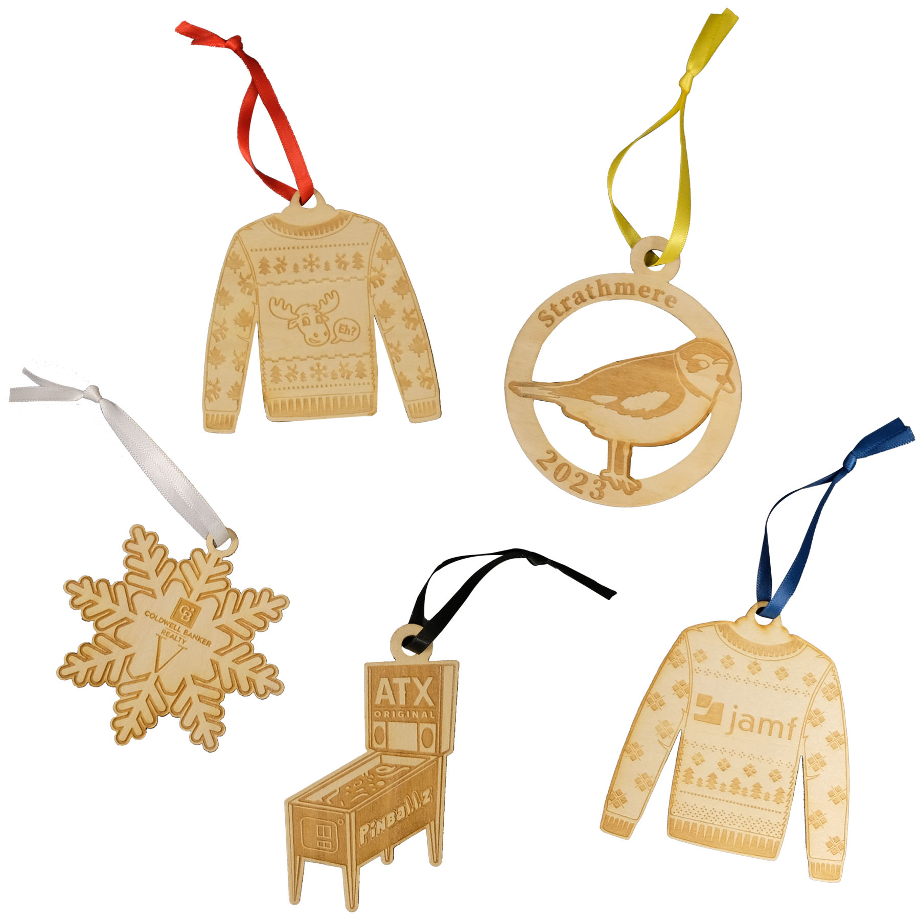 Wood Ornaments: 3" W x 3" H 16