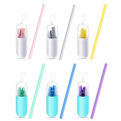 Foldable Silicone Straw In Case
