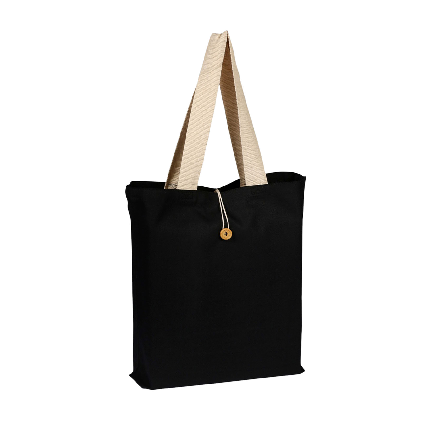 12oz. 100% Cotton Colored Button-Up Canvas Tote w/Natural Handle 19