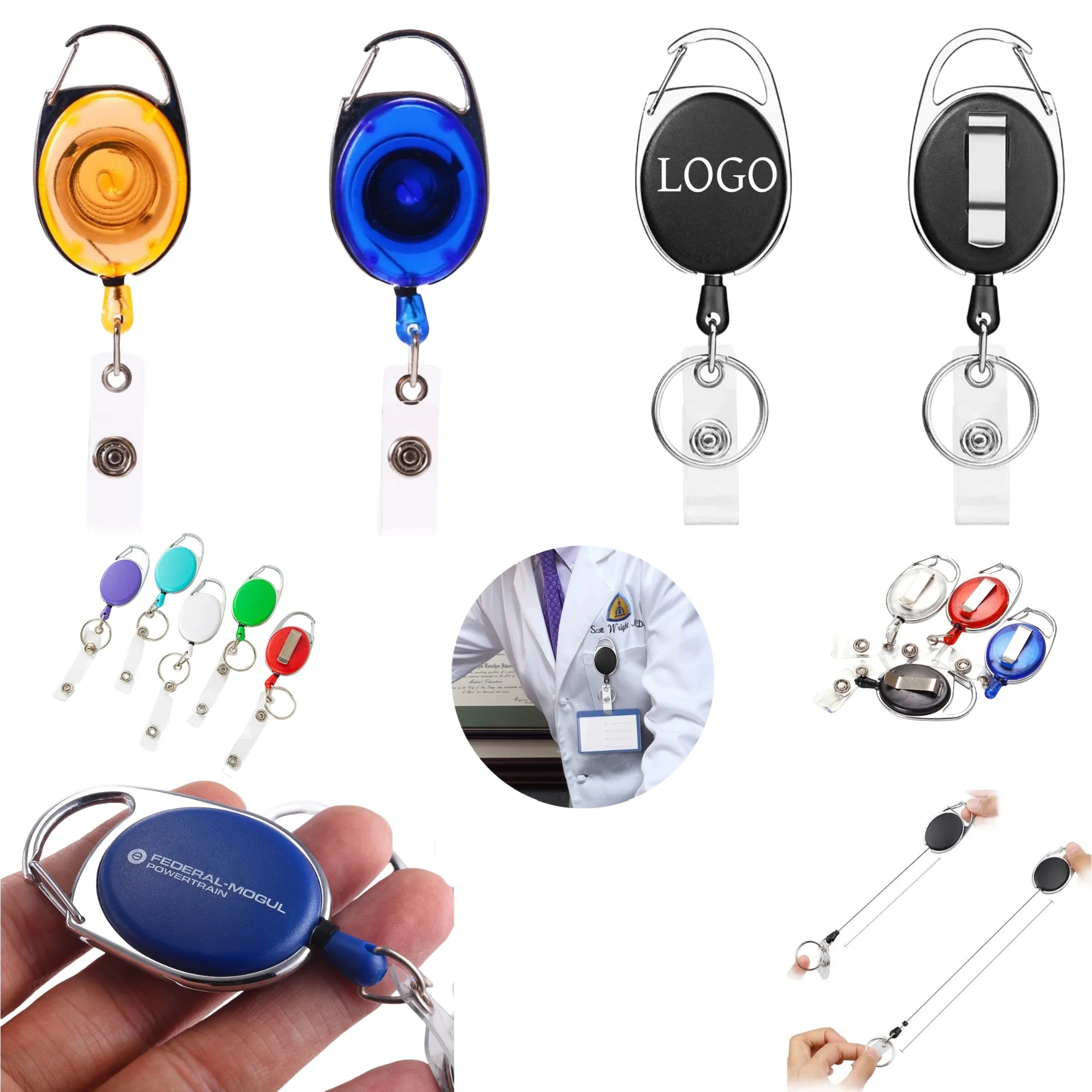 2-In-1 Retractable Badge Hanging Keychain with Clip