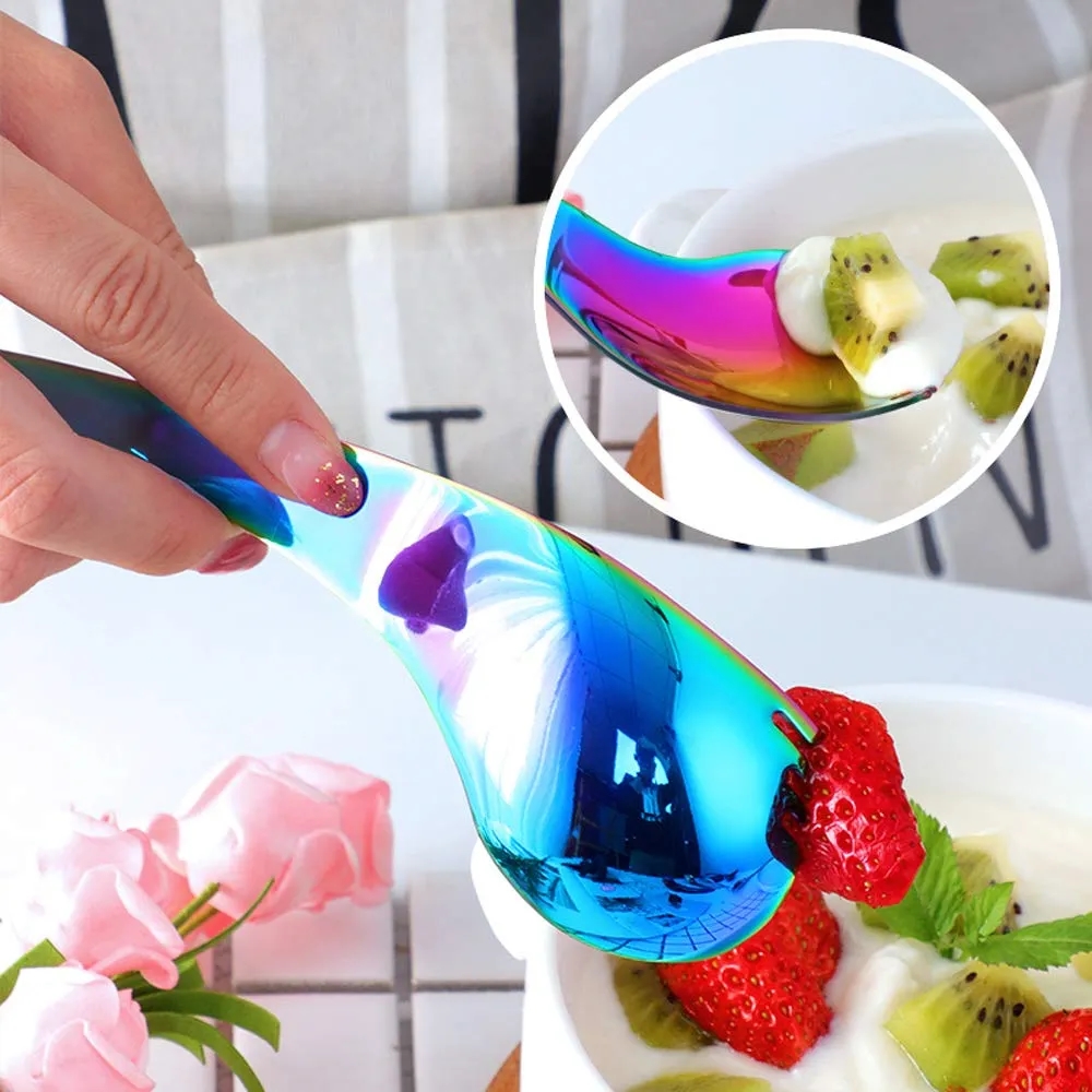 2 In 1 Bend Handle Spork Soup Tableware 16