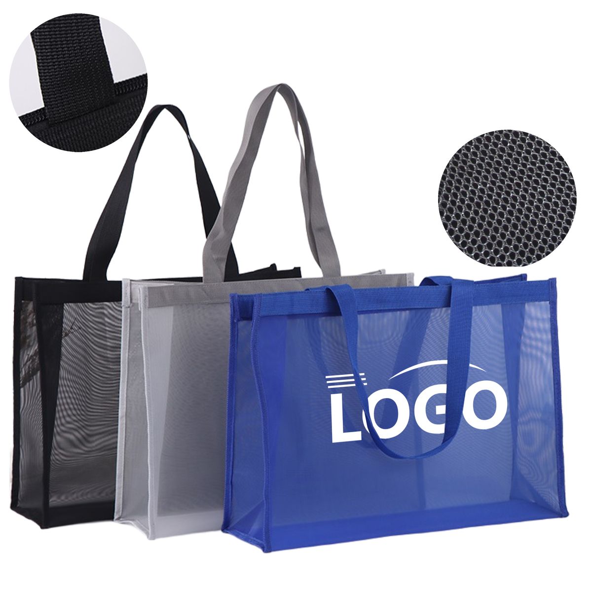 MOQ 50 Large Capacity Nylon Mesh Tote Bag