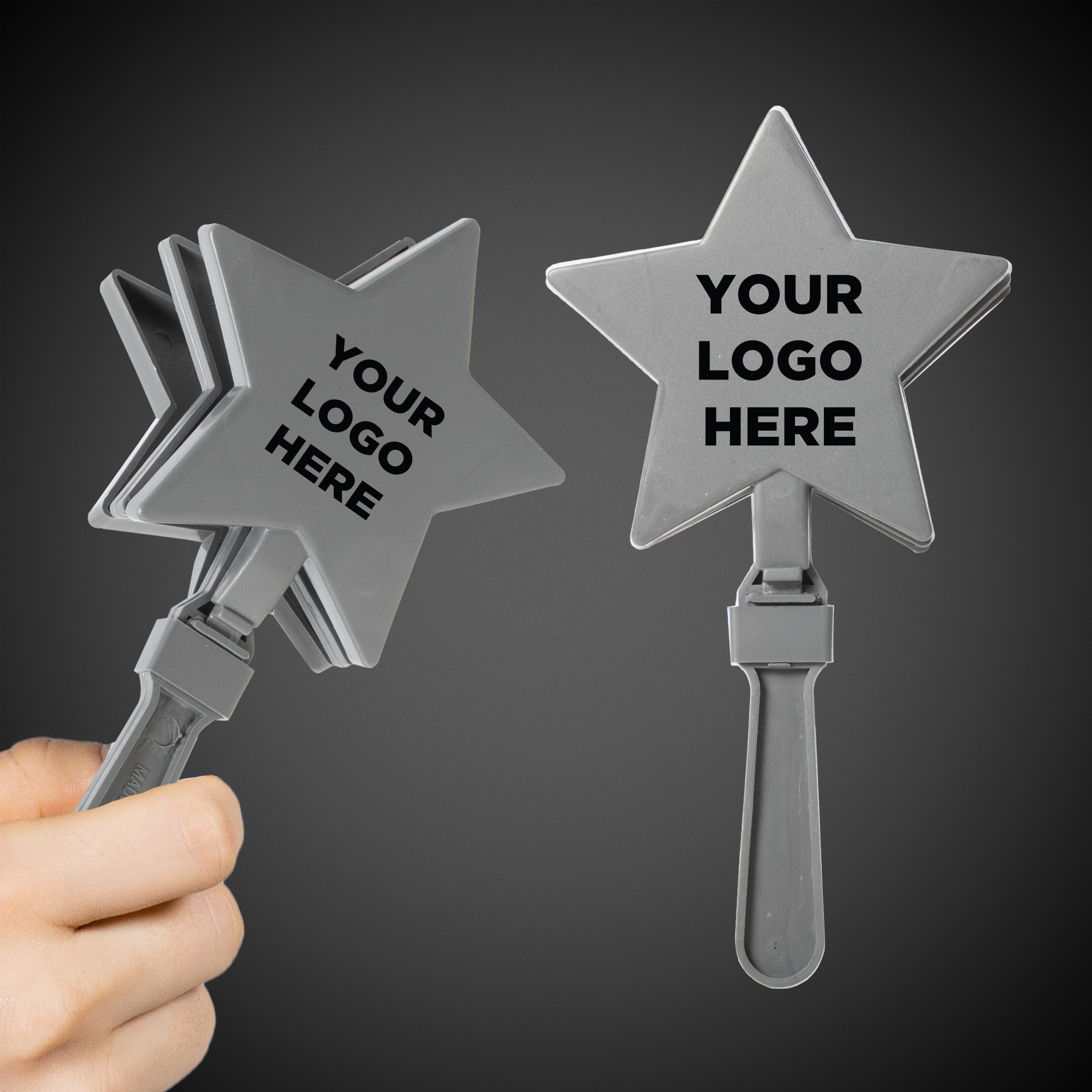 Silver 7" Star Hand Clapper (Imprintable) 7