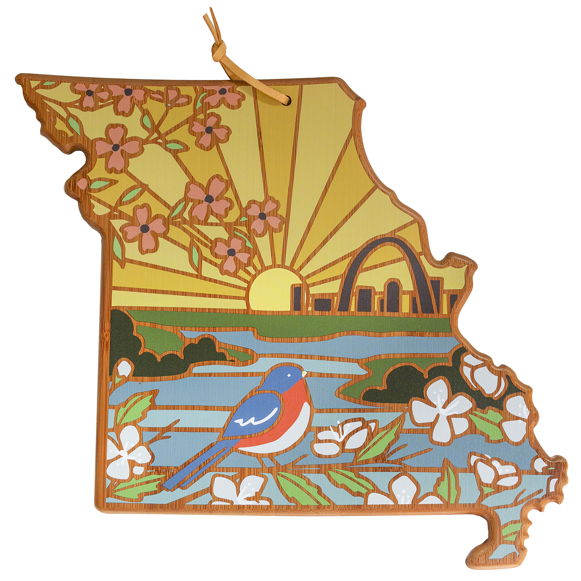 Missouri State Shaped Serving and Cutting Board with Artwork by Summer Stokes