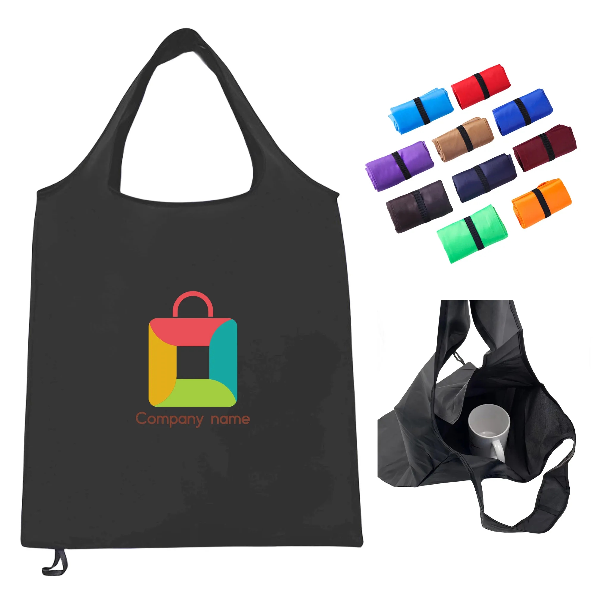 MOQ50 Full Color Foldable Shopping Tote Bag, custom tote bag with logo imprint 6