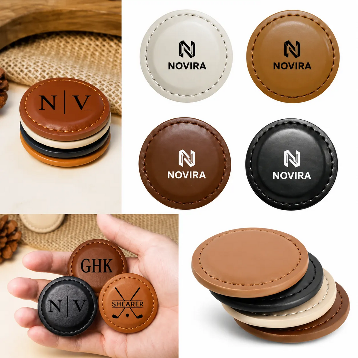PU Leather Golf Ball Markers
