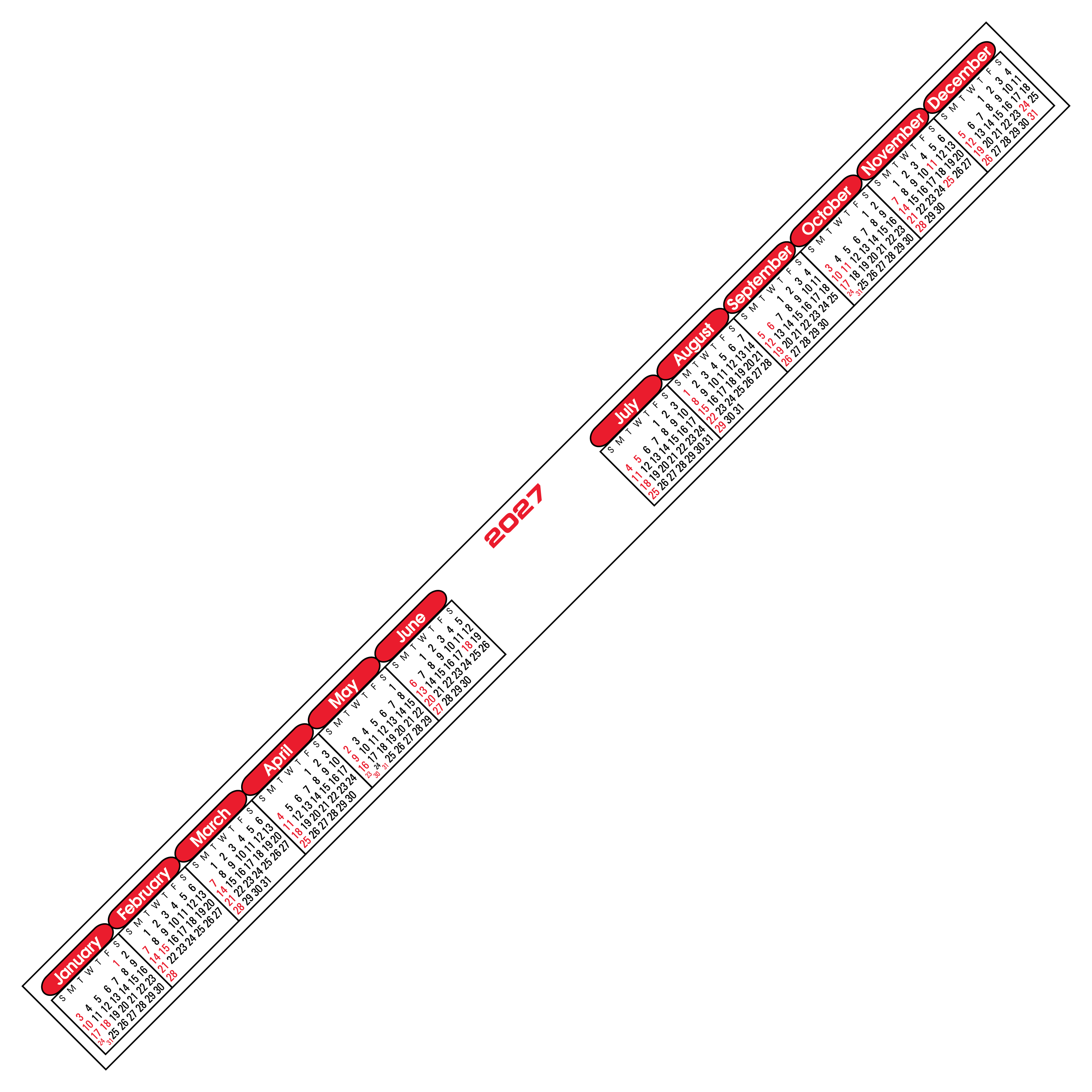 Kwik-Stik Horizontal Year at a Glance Computer Monitor Calendar 15