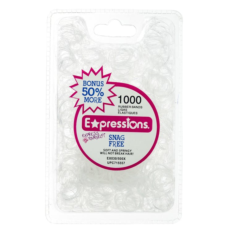 Clear Hair Elastics - 1000 Pack Snag-Free Rubber 3