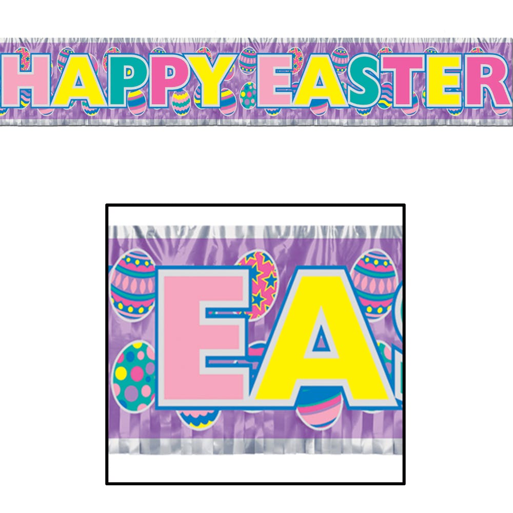 Happy Easter Fringe Banners - Metallic 8" x 5' 2