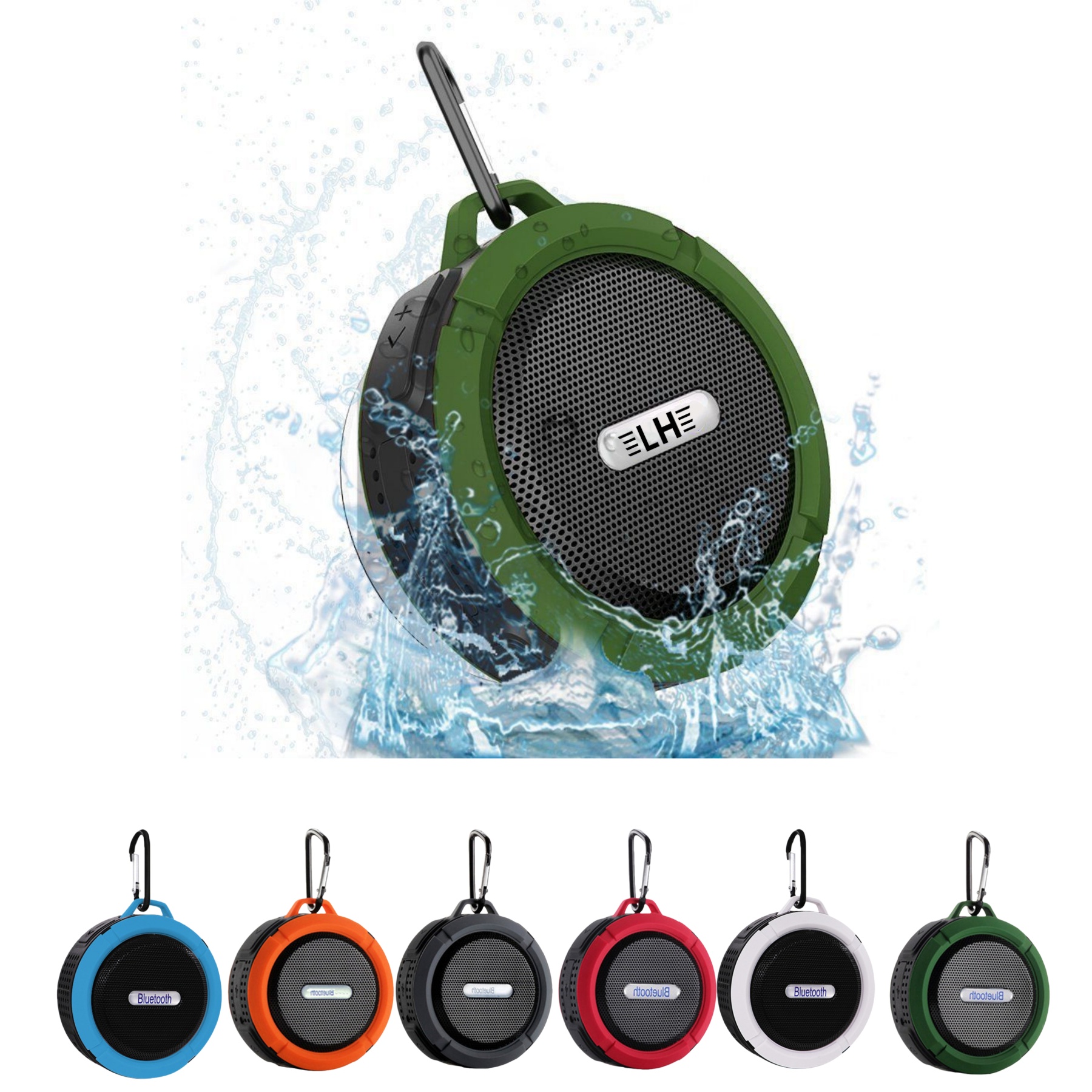 Rugged Waterproof Bluetooth Speaker with Carabiner