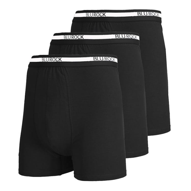 Men's Stretch Cotton Boxer Briefs - Black 3 Pack Medium 3