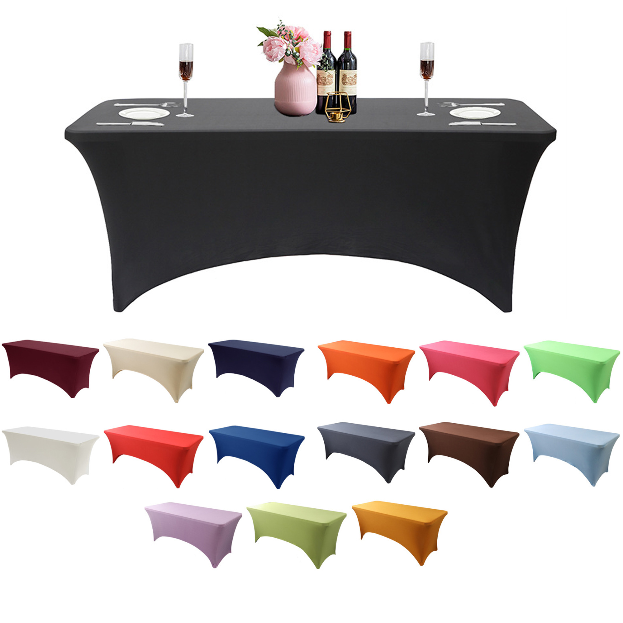 6FT Customizable Polyester Tablecloth Stretch Table Cover 15