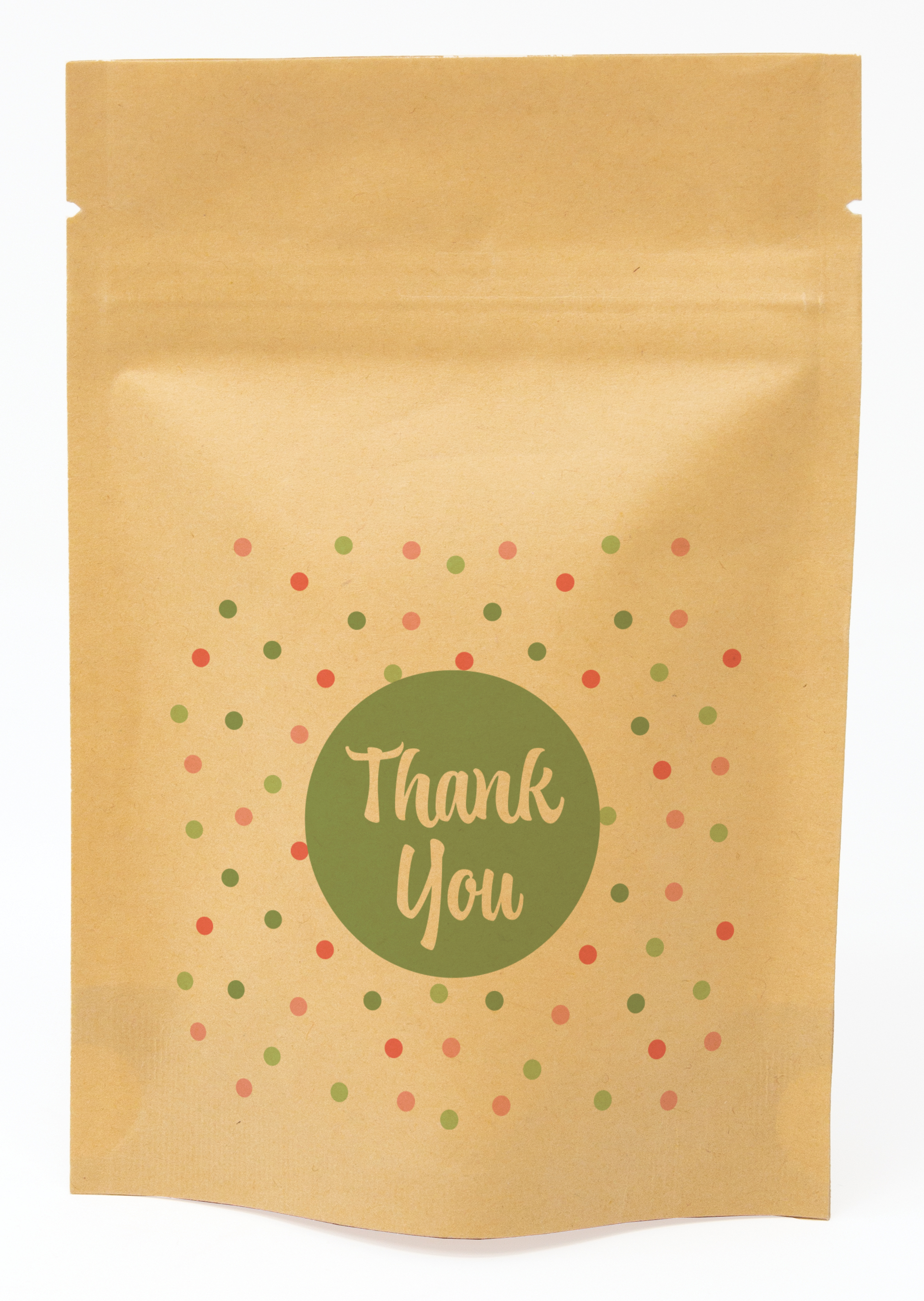 Polka Dots Predesigned Kraft Barrier Pouch (4"W x 6"H x 2"D) 3